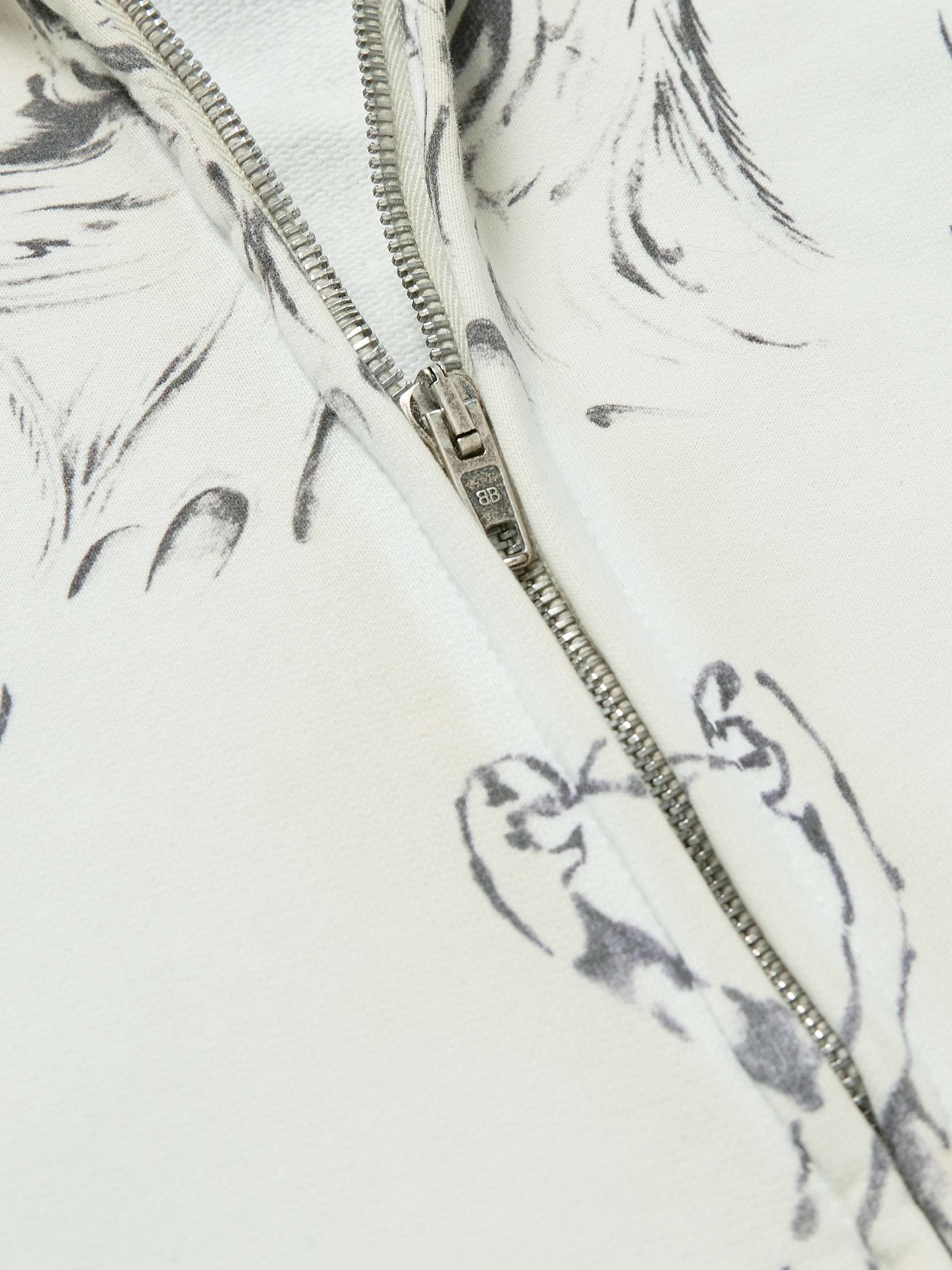 Tat Printed Distressed Cotton-Jersey Zip-Up Hoodie view
