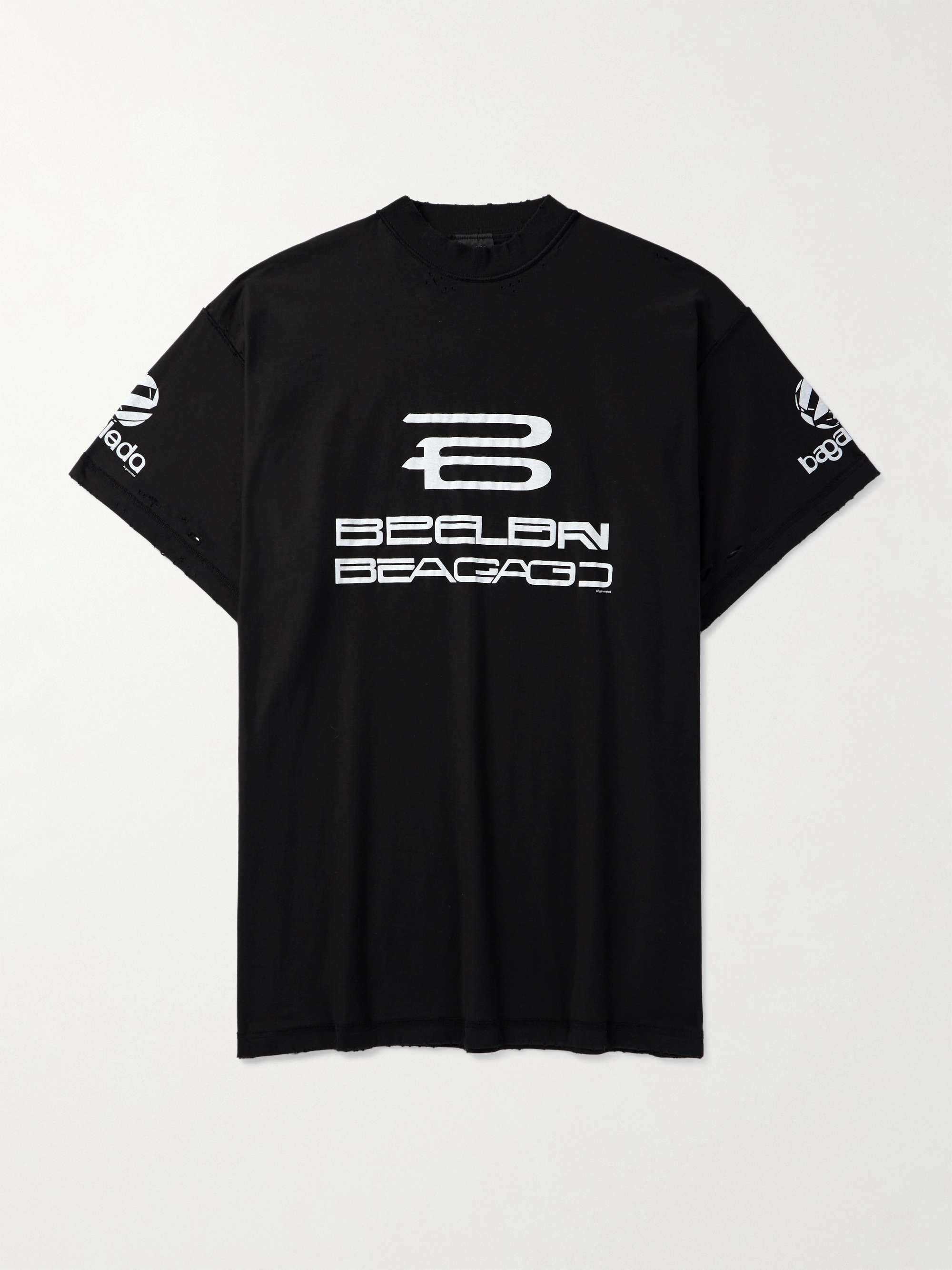 Inside Out Oversized Distressed Printed Cotton-Jersey T-Shirt view