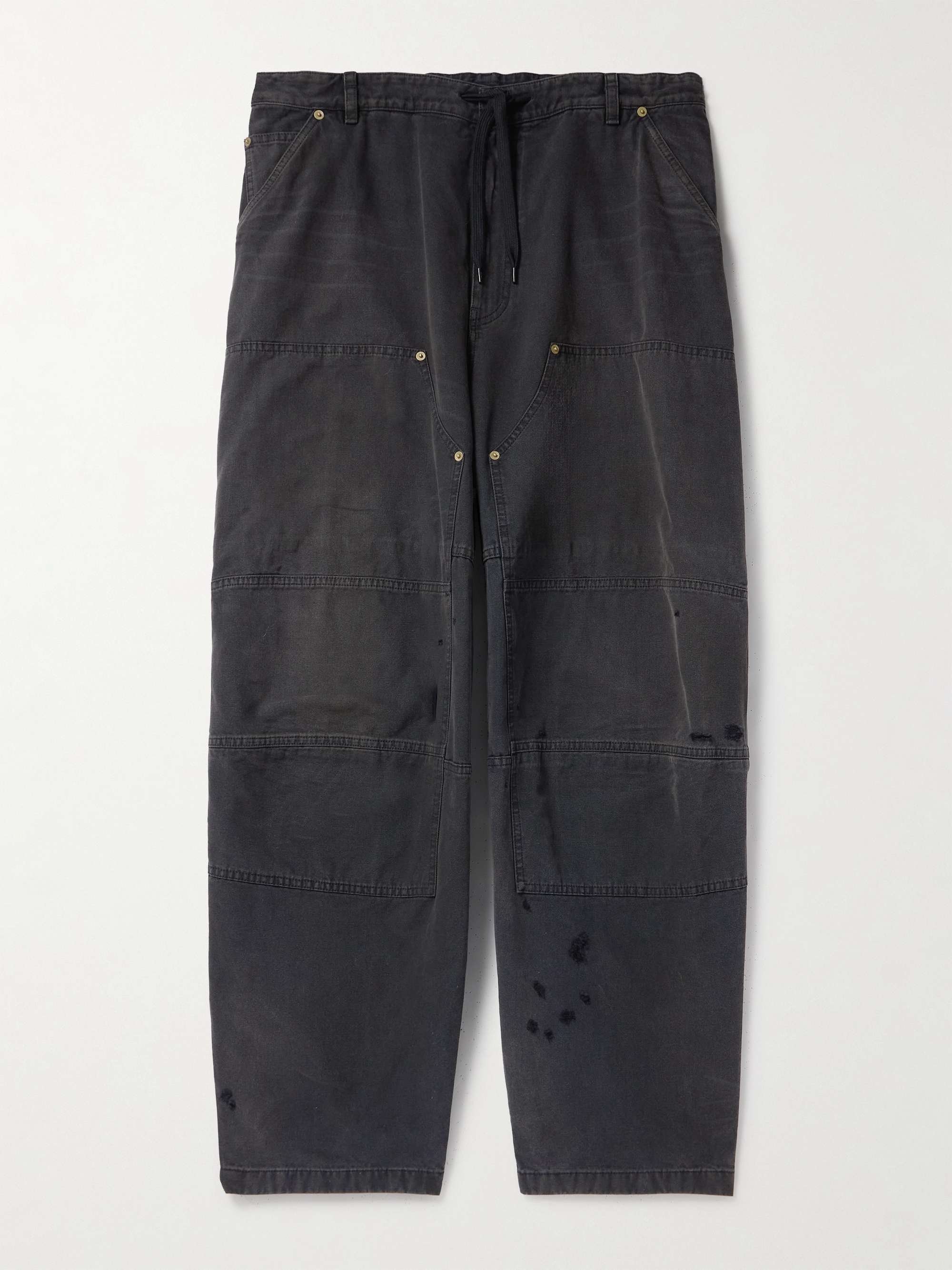 Double Knee Panelled Distressed Drawstring Jeans view