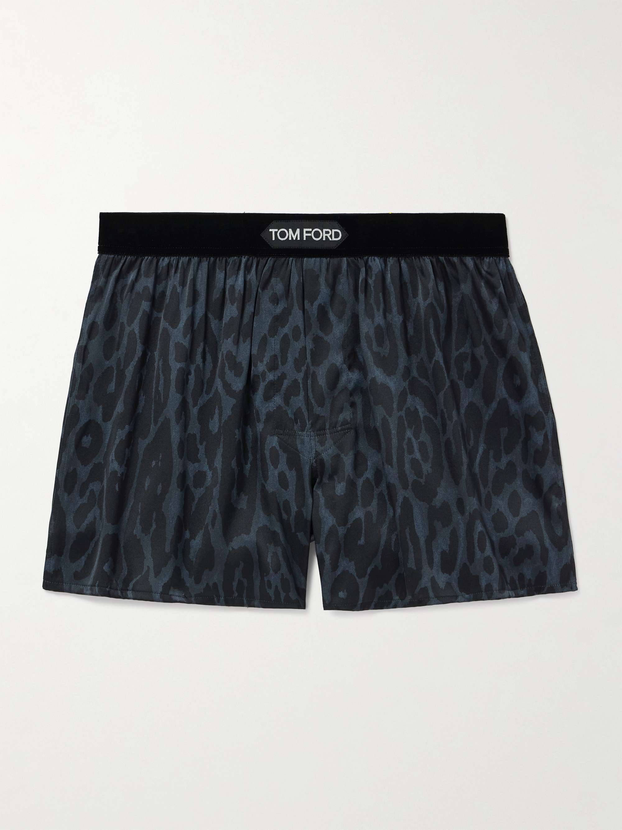 Cheetah-Print Stretch-Silk Boxer Shorts view