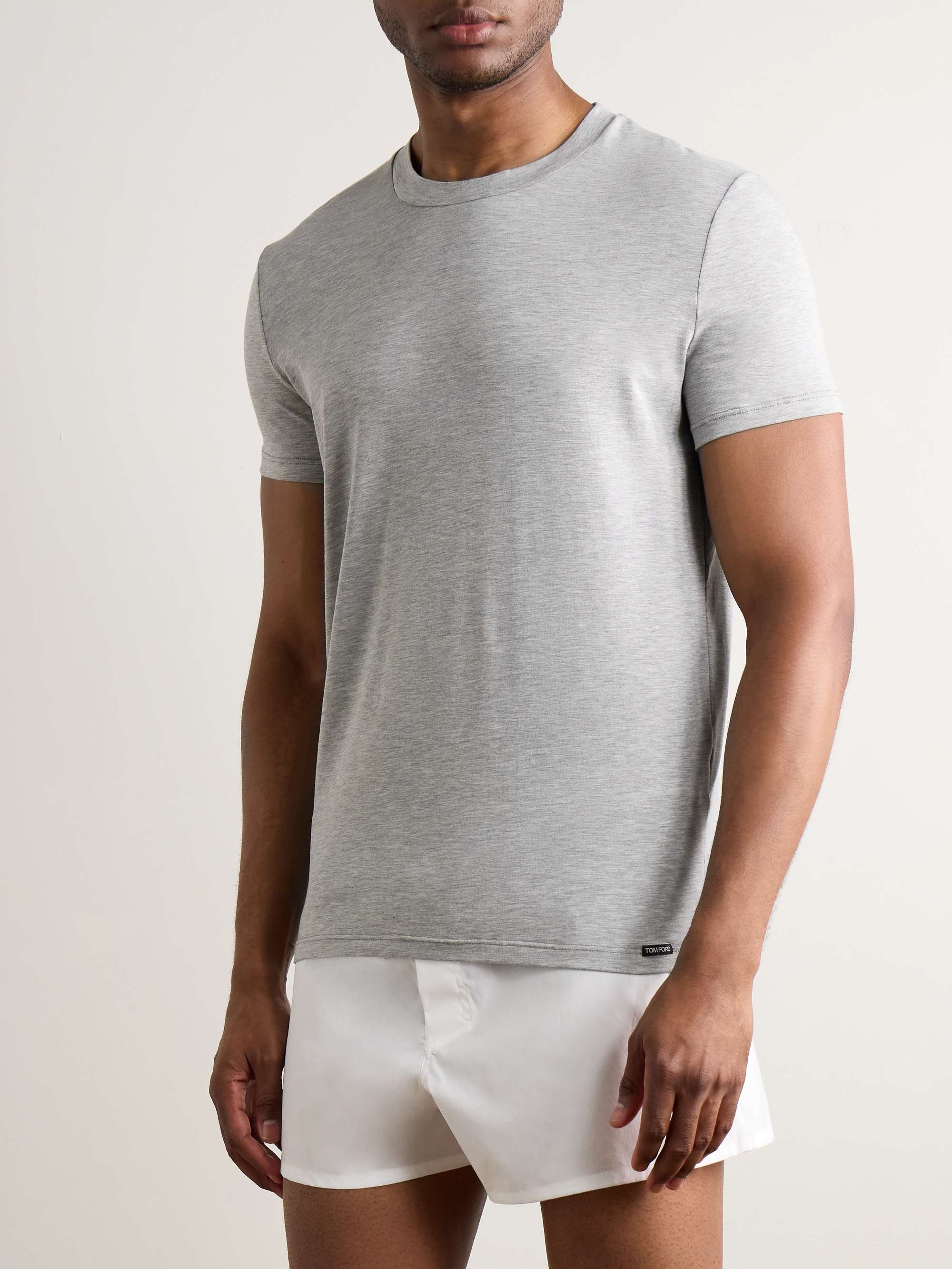 Slim-Fit Stretch Cotton and Modal-Blend T-Shirt view