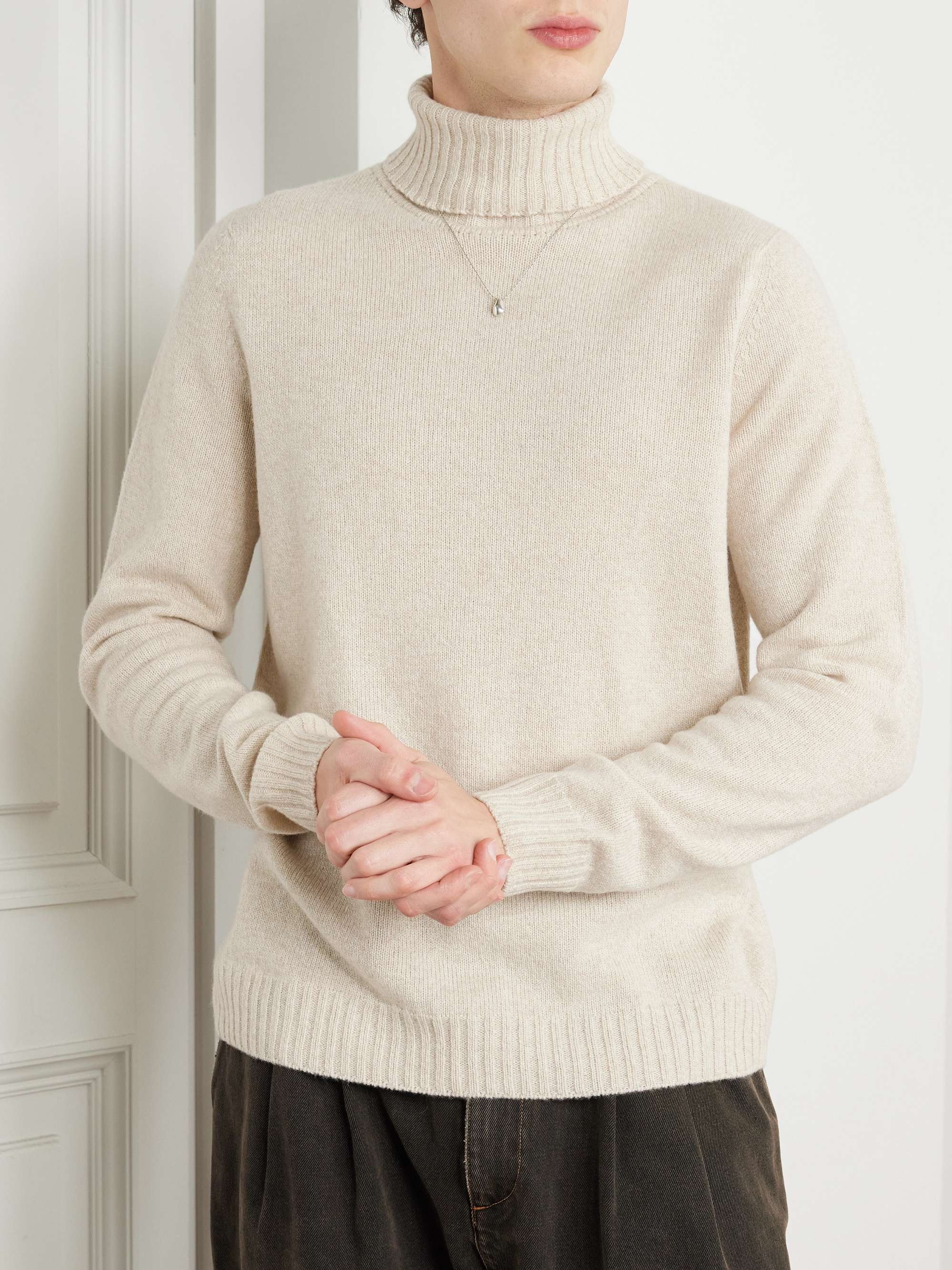 Recycled-Cashmere and Merino Wool-Blend Rollneck Sweater view