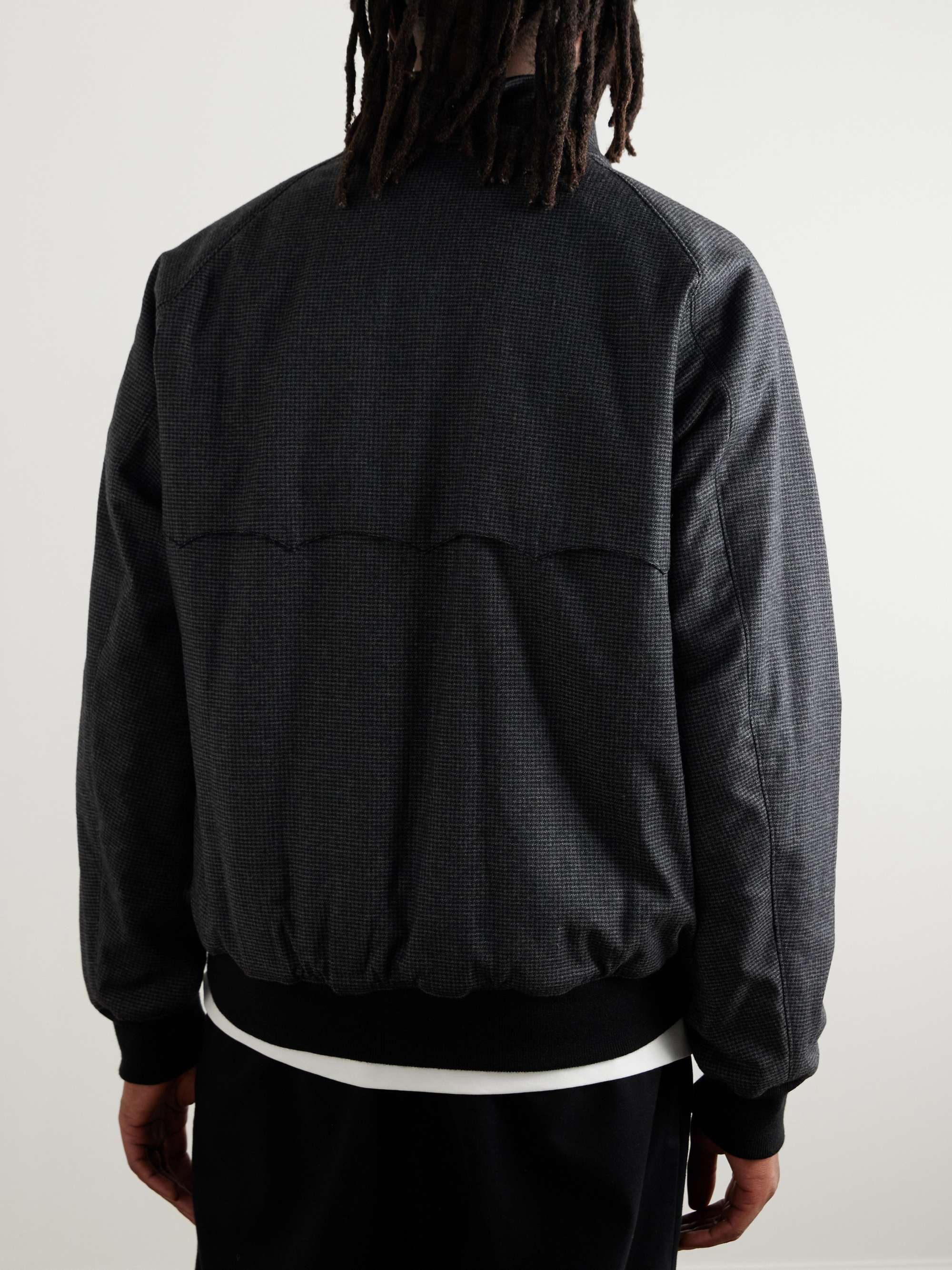 Houndstooth Wool-Blend Zip-Up Bomber Jacket view