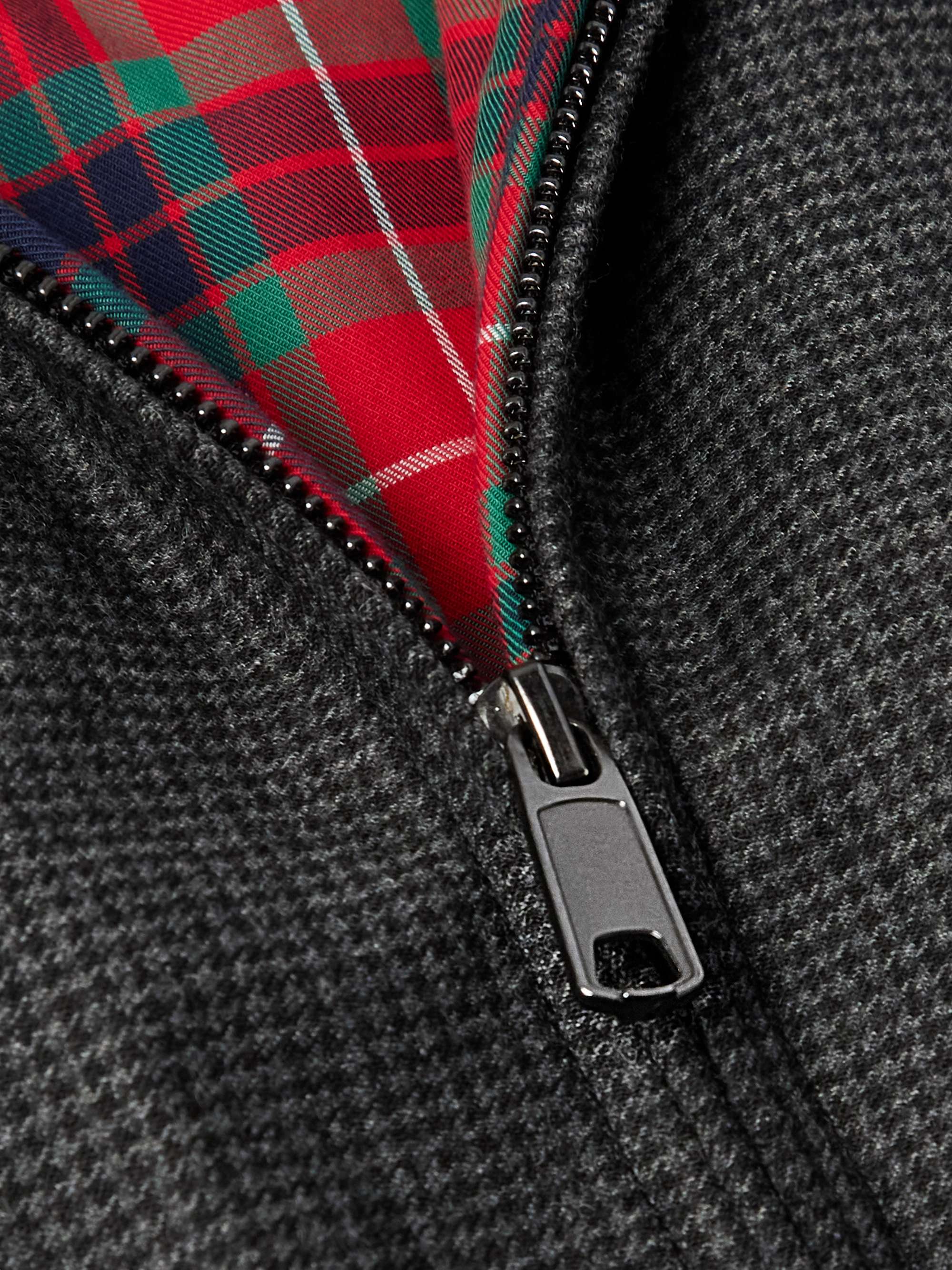Houndstooth Wool-Blend Zip-Up Bomber Jacket view