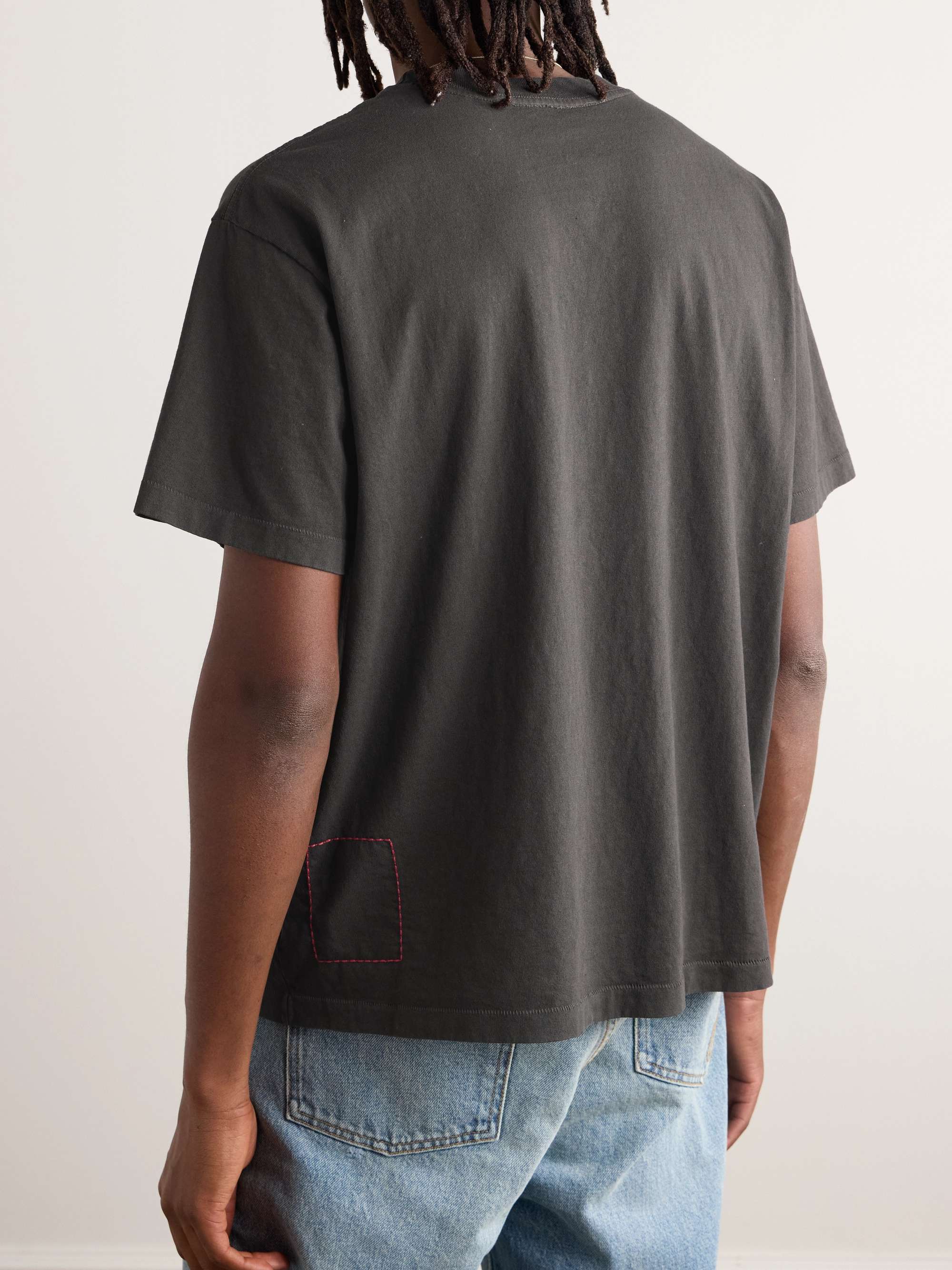 Garment-Dyed Embroidered Cotton-Jersey T-Shirt view