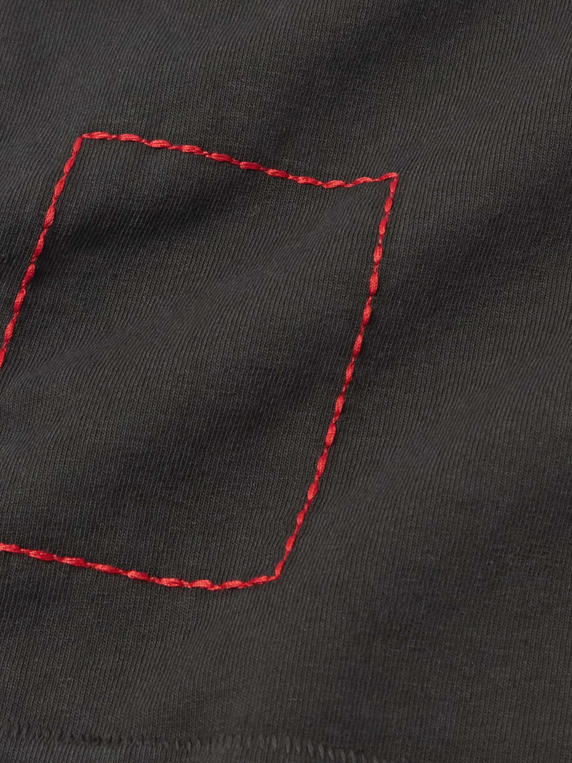 Garment-Dyed Embroidered Cotton-Jersey T-Shirt view