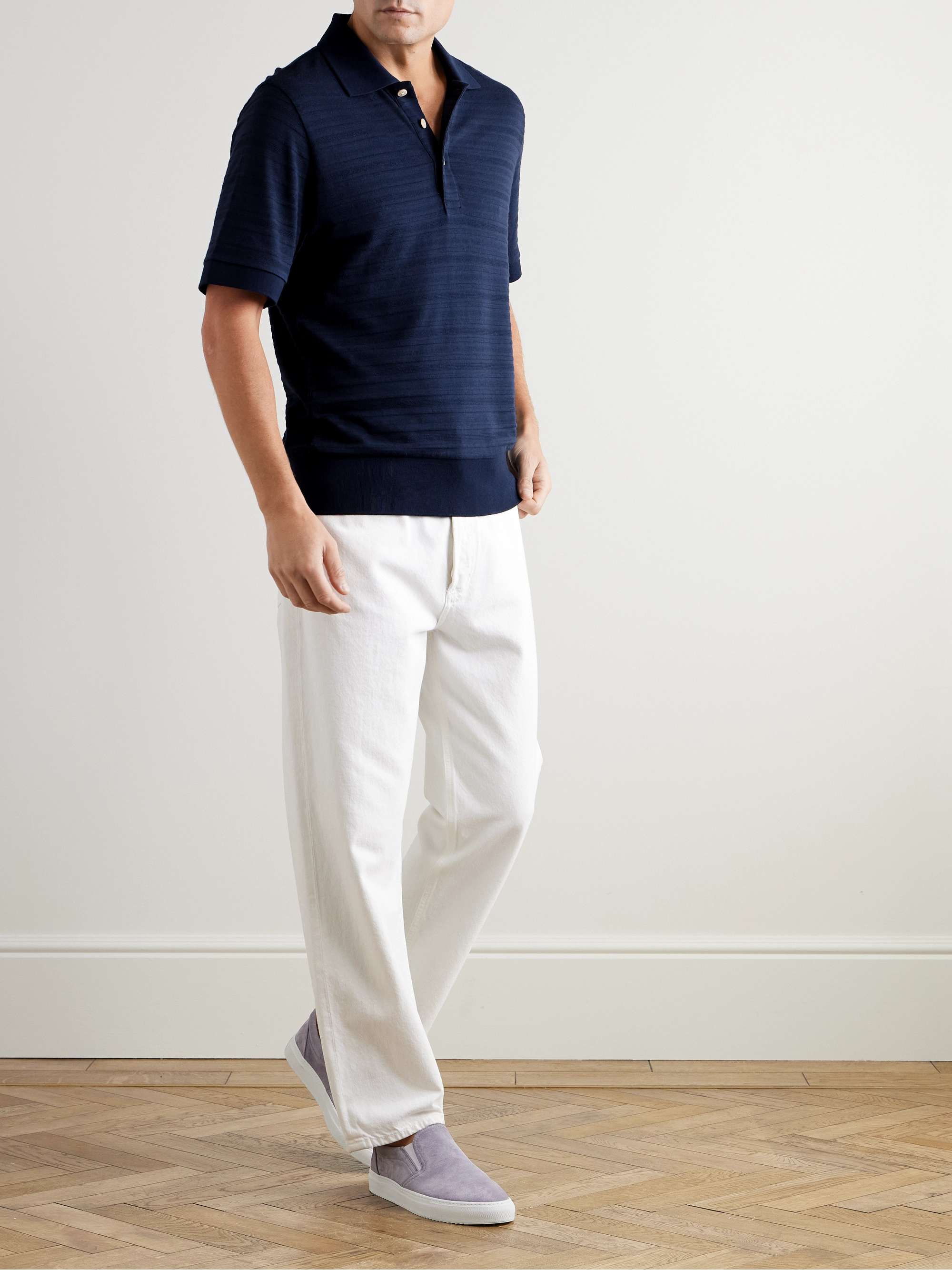 Glendale Ribbed-Knit Polo Shirt view
