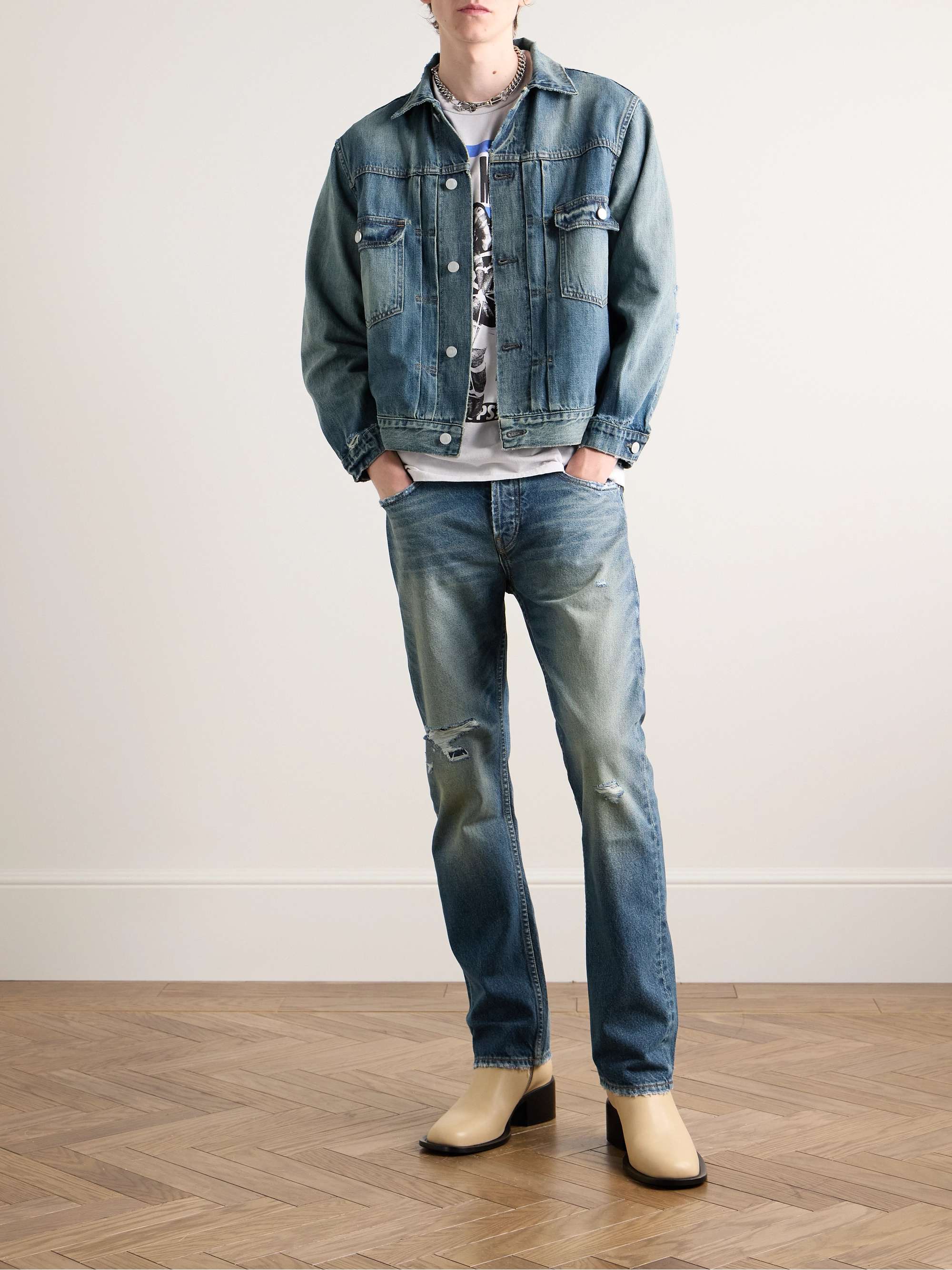 Straight-Leg Distressed Jeans view