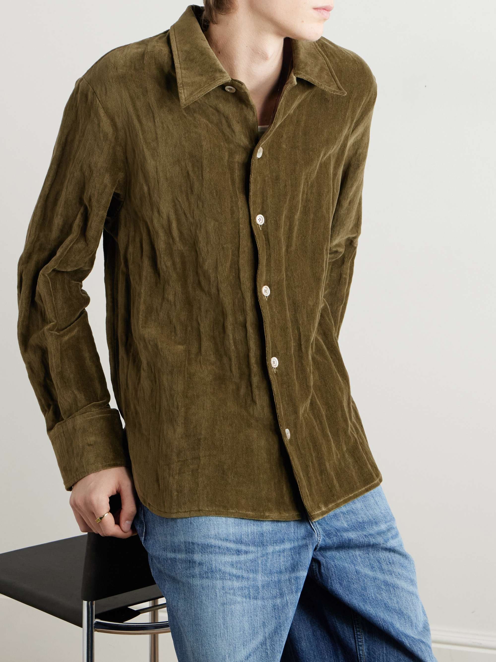 Ignacio Metallic Cotton-Blend Velvet Shirt view
