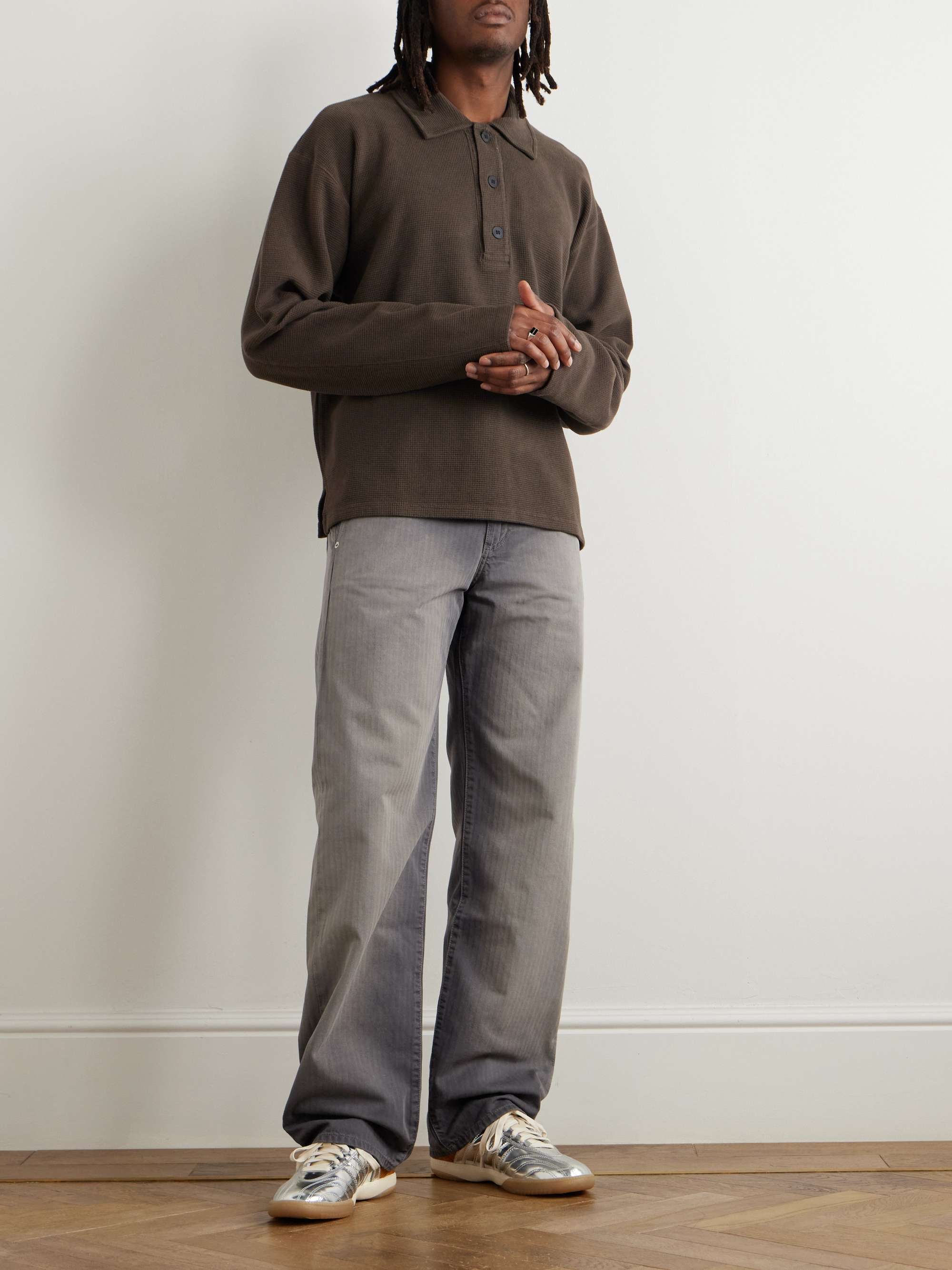 Straight-Leg Herringbone Jeans view