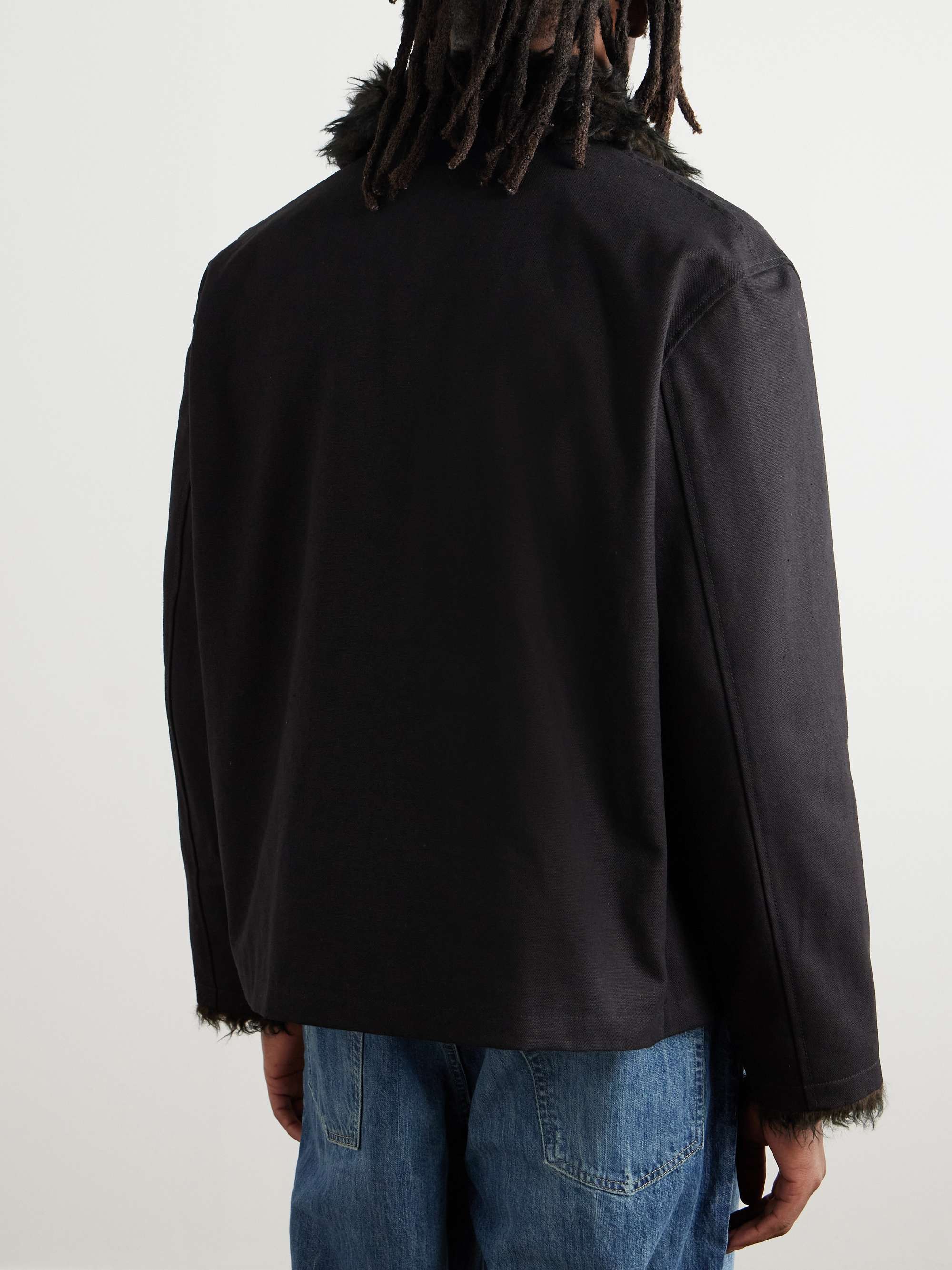Constructor Faux Fur-Trimmed Canvas Bomber Jacket view