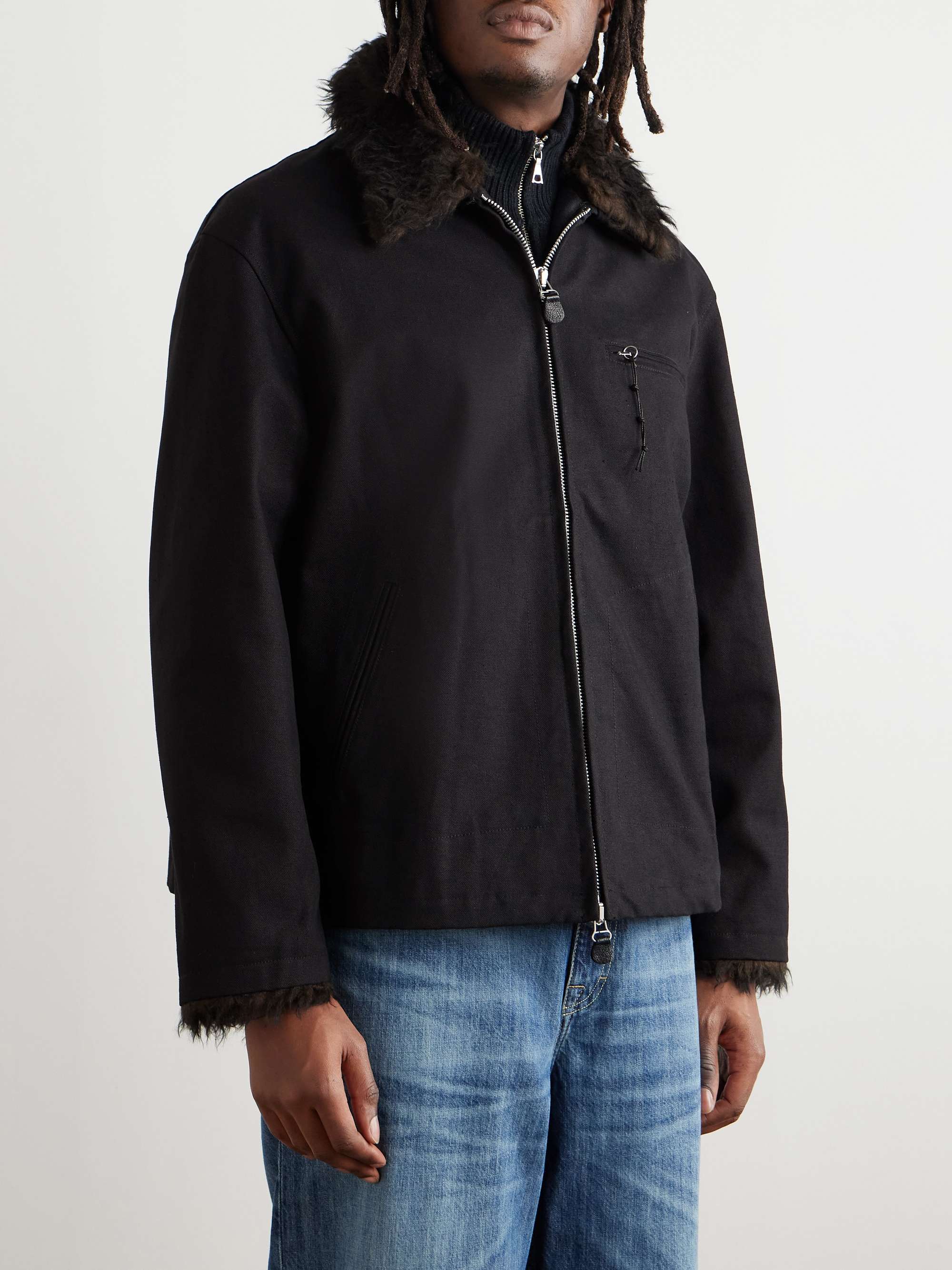 Constructor Faux Fur-Trimmed Canvas Bomber Jacket view