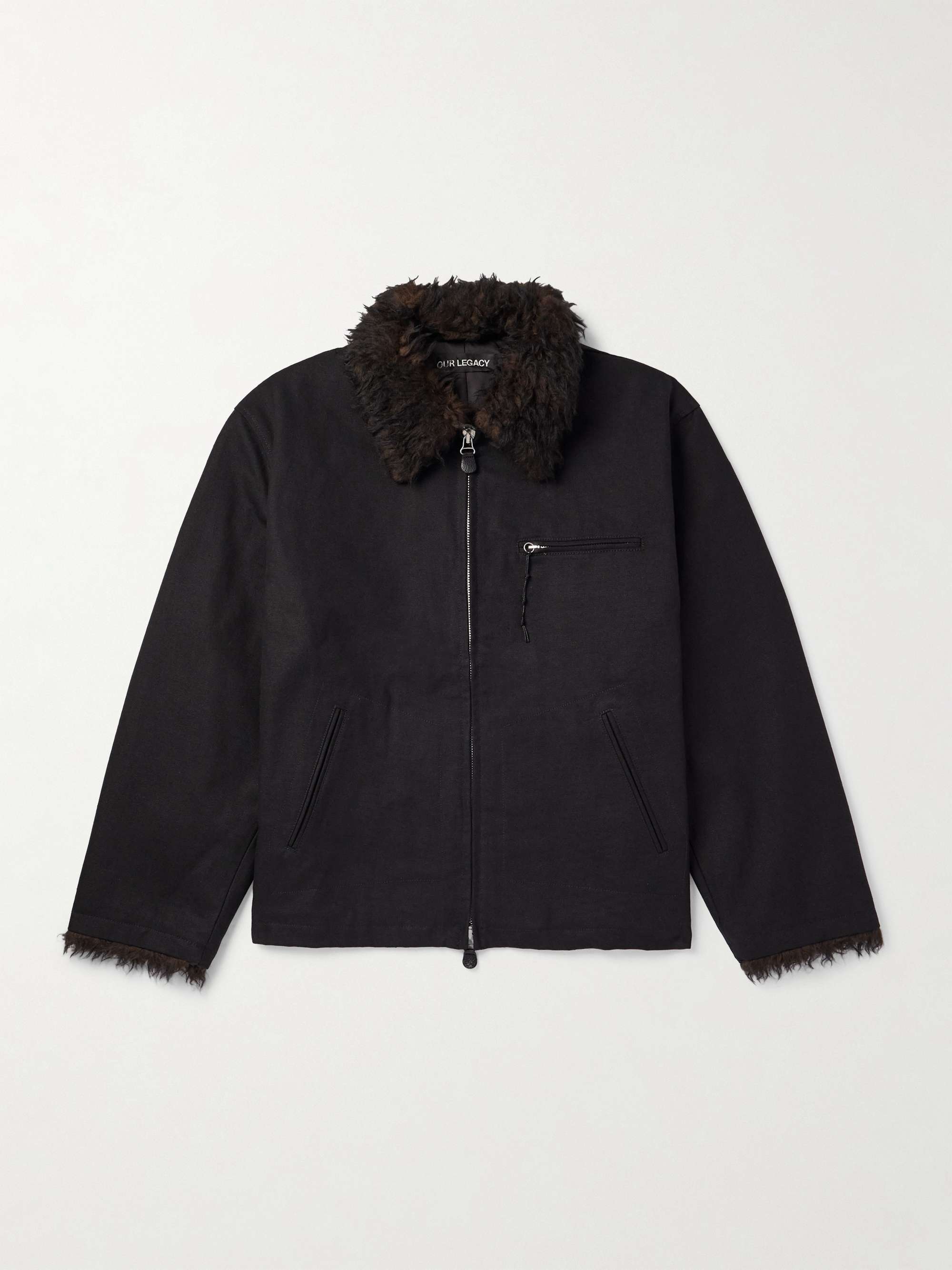 Constructor Faux Fur-Trimmed Canvas Bomber Jacket view