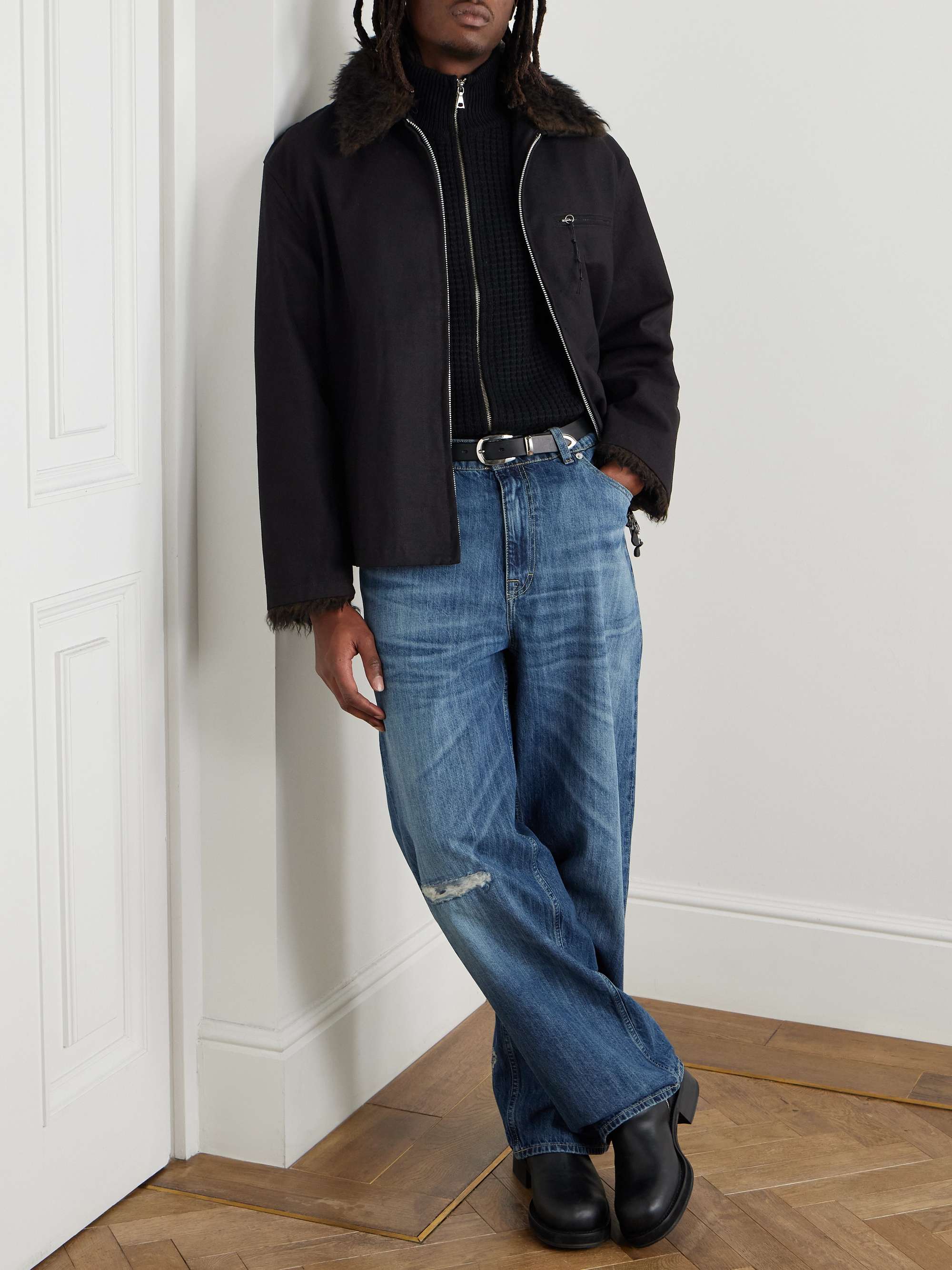 Constructor Faux Fur-Trimmed Canvas Bomber Jacket view