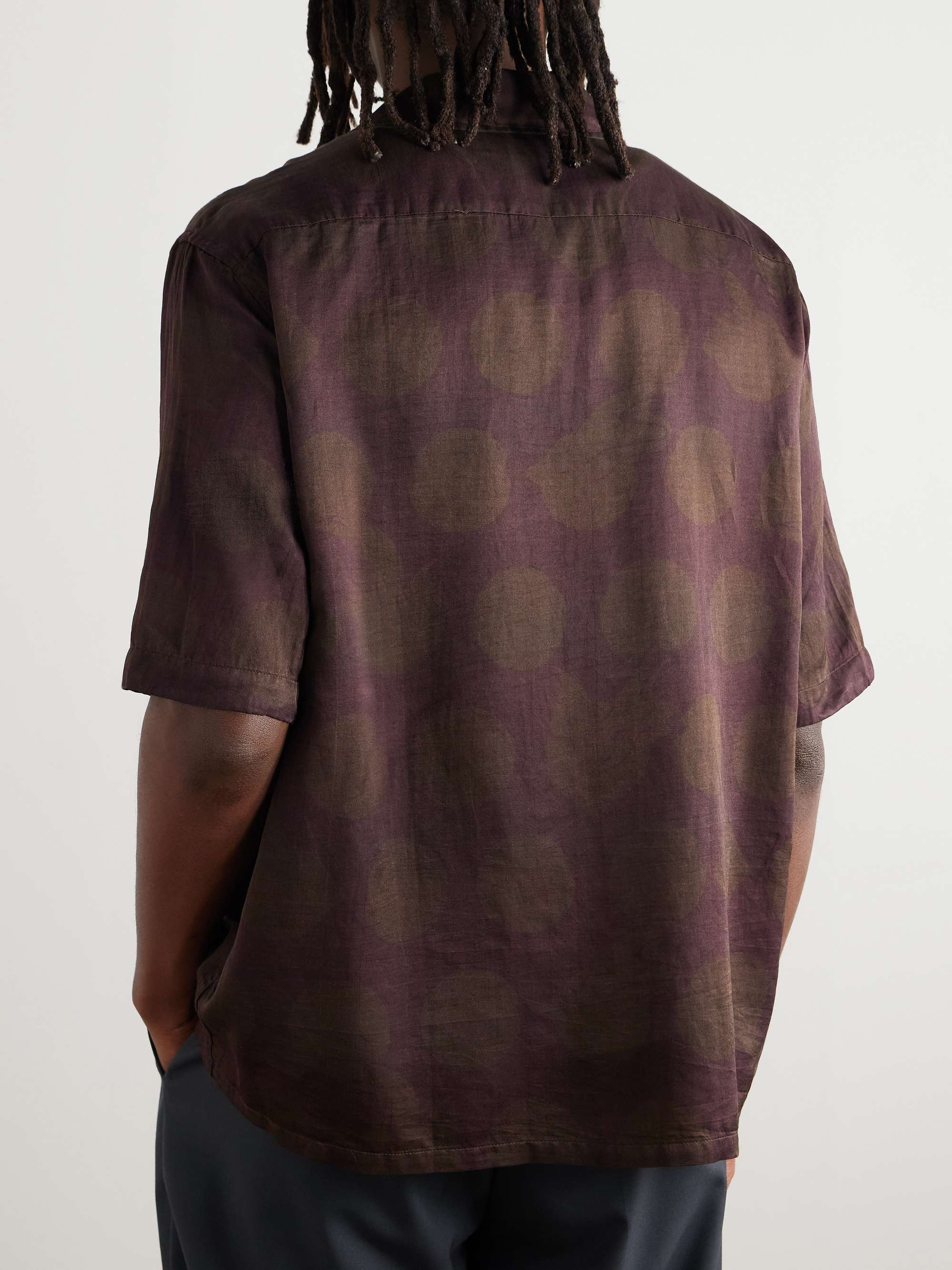 Heusen Convertible-Collar Polka-Dot Cotton and Silk-Blend Shirt view