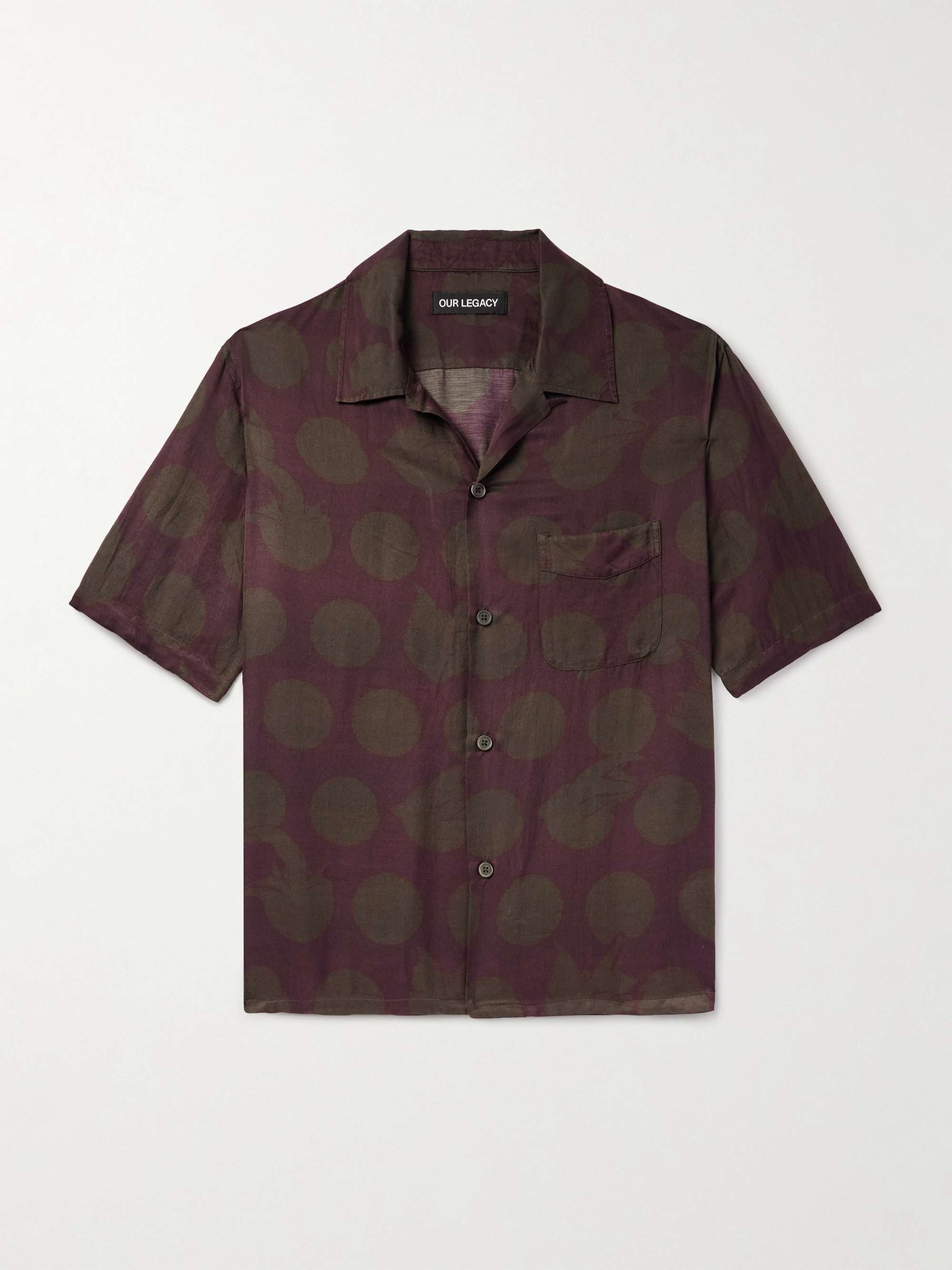 Heusen Convertible-Collar Polka-Dot Cotton and Silk-Blend Shirt view