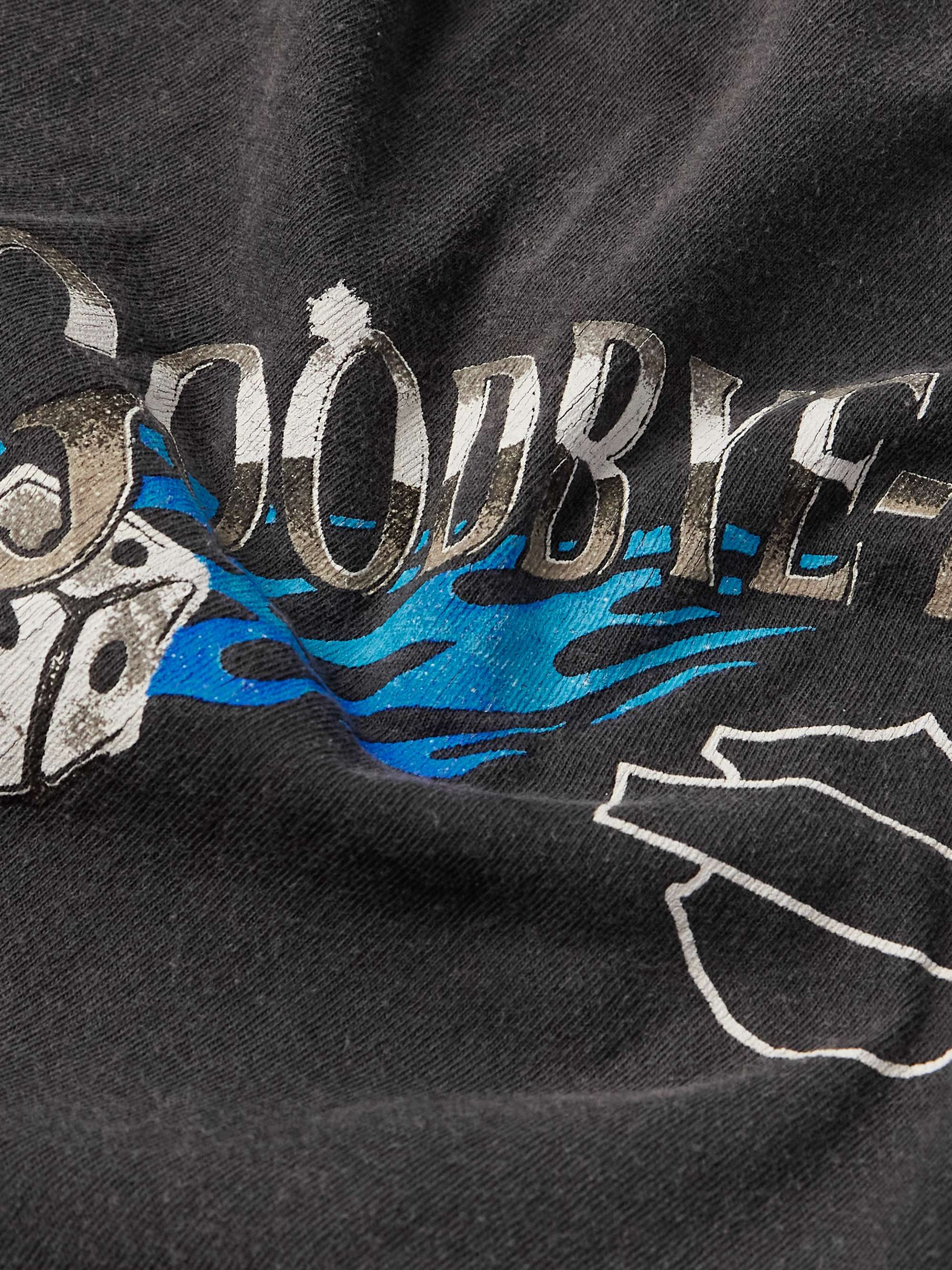 Goodbye Humanity Dice Distressed Printed Cotton-Jersey T-Shirt view