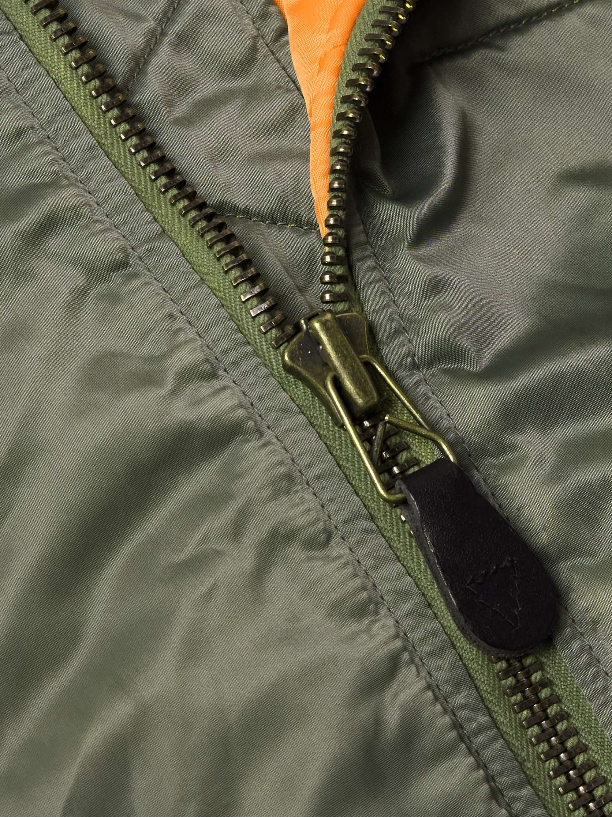 Distressed Padded Jacquard-Panelled Nylon Bomber Jacket view