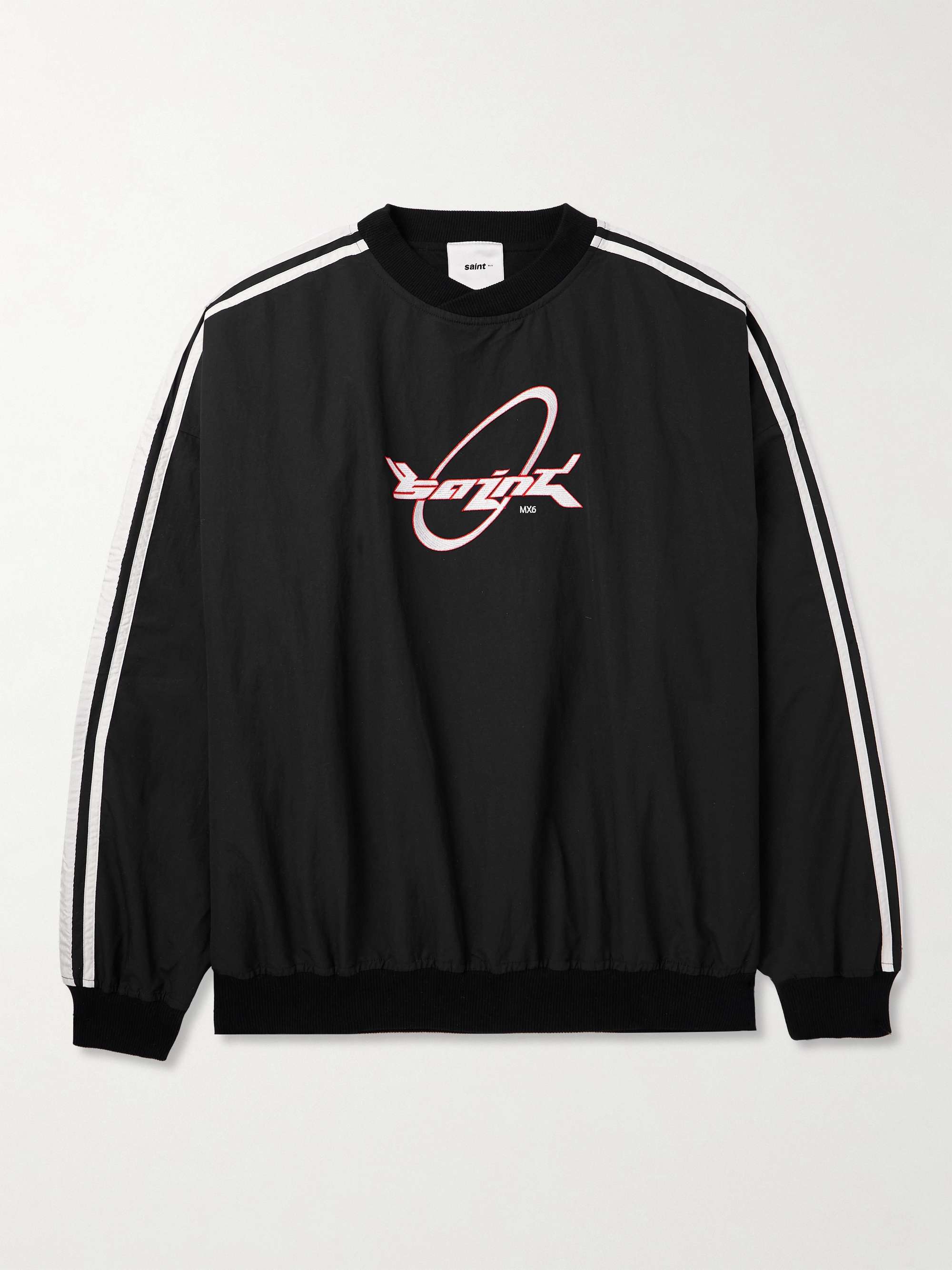 Logo-Embroidered Striped Shell Sweatshirt view