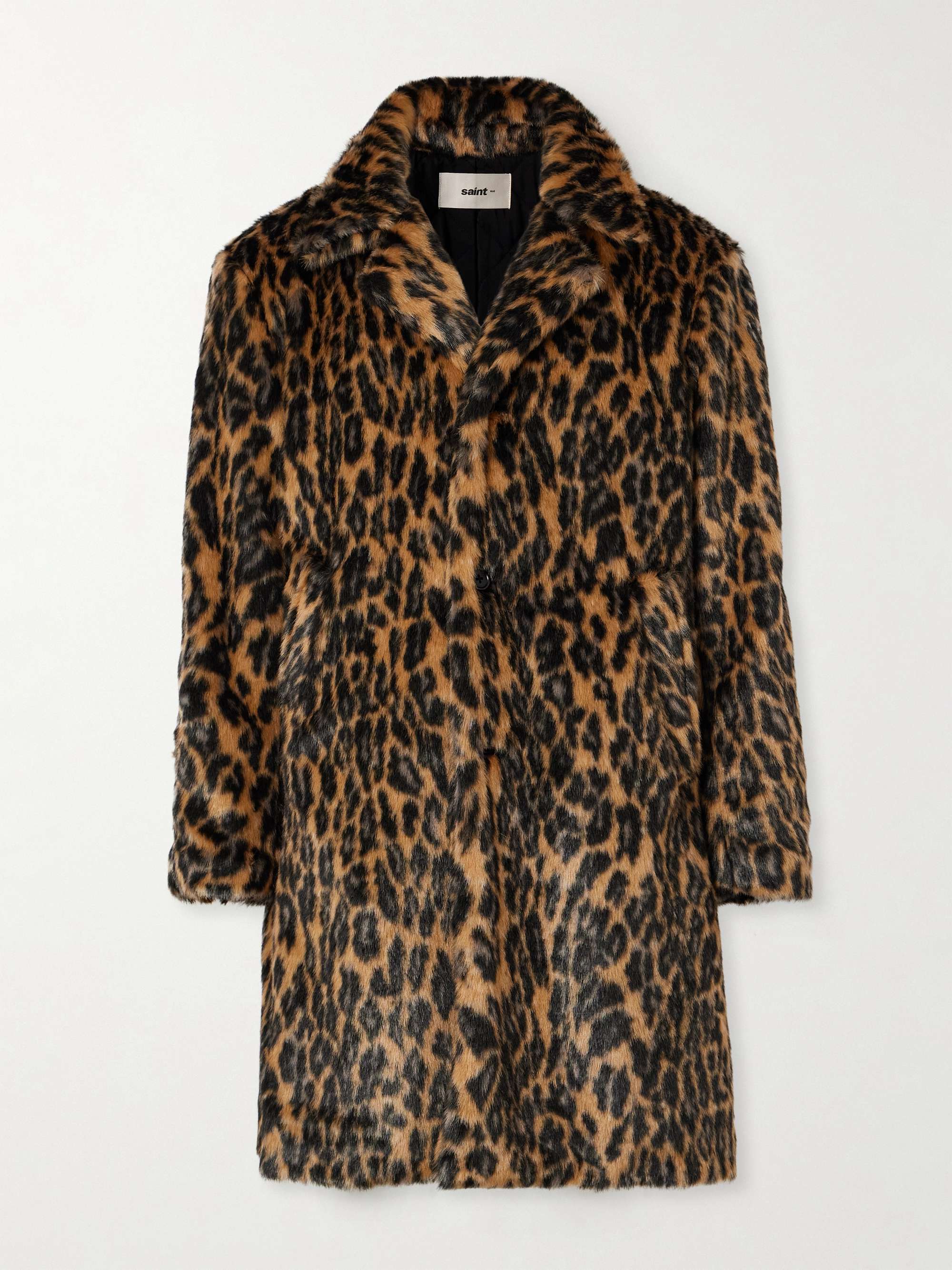 Padded Leopard-Print Plush Coat view