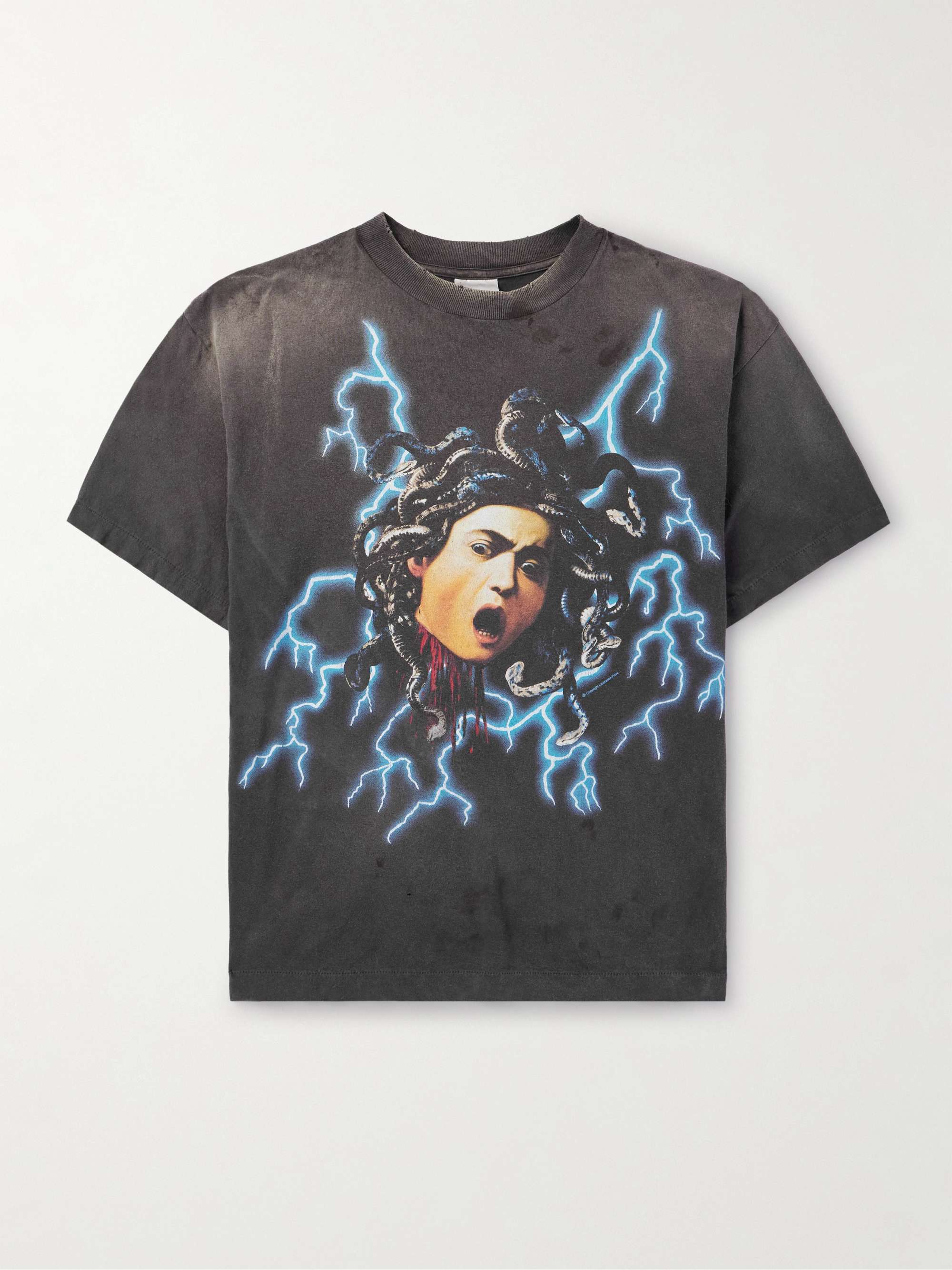 Skull & Thunderbolt Distressed Printed Cotton-Jersey T-Shirt view