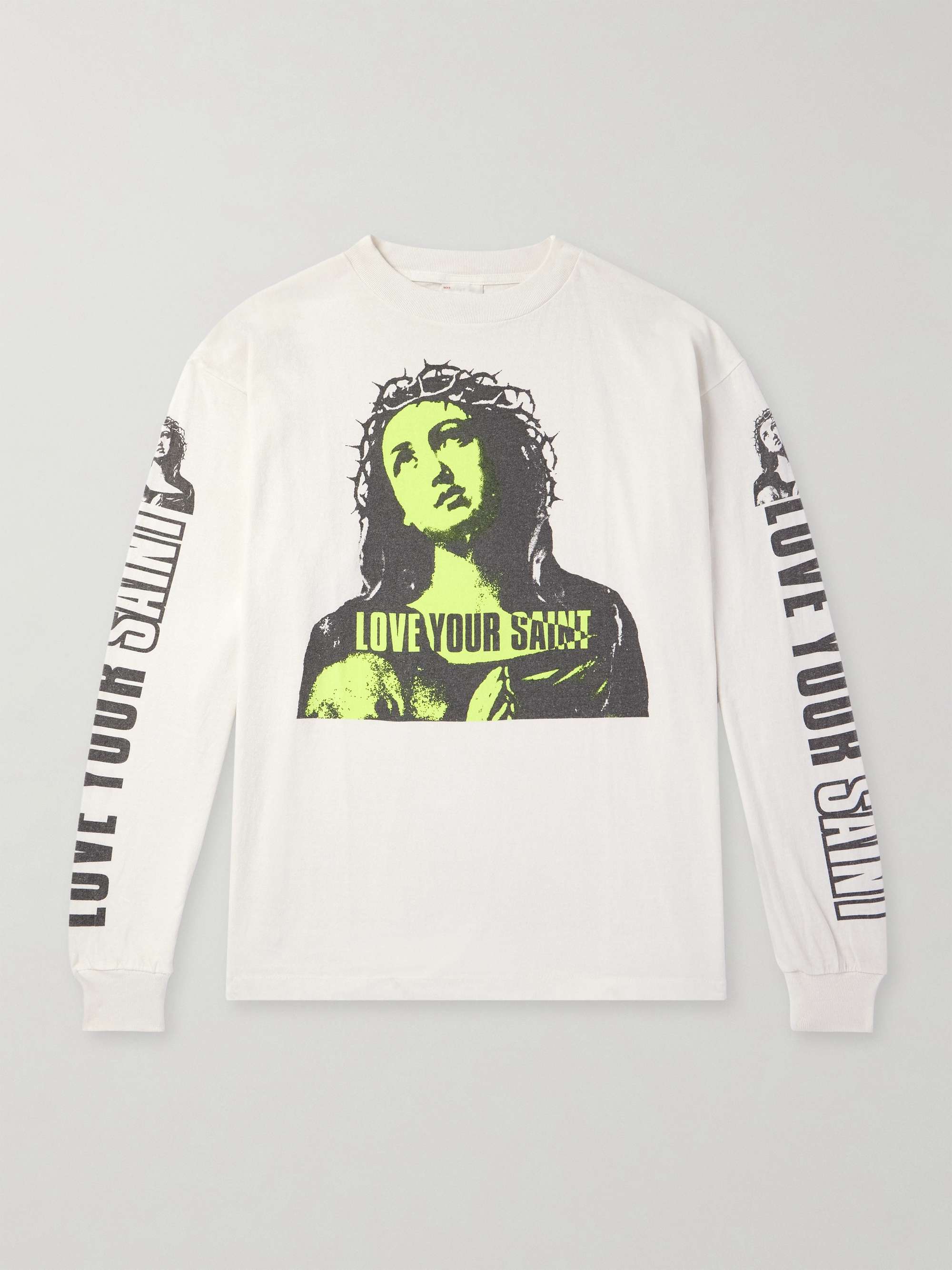 Barb Wire Mary & Love Your Saint Printed Cotton-Jersey T-Shirt view
