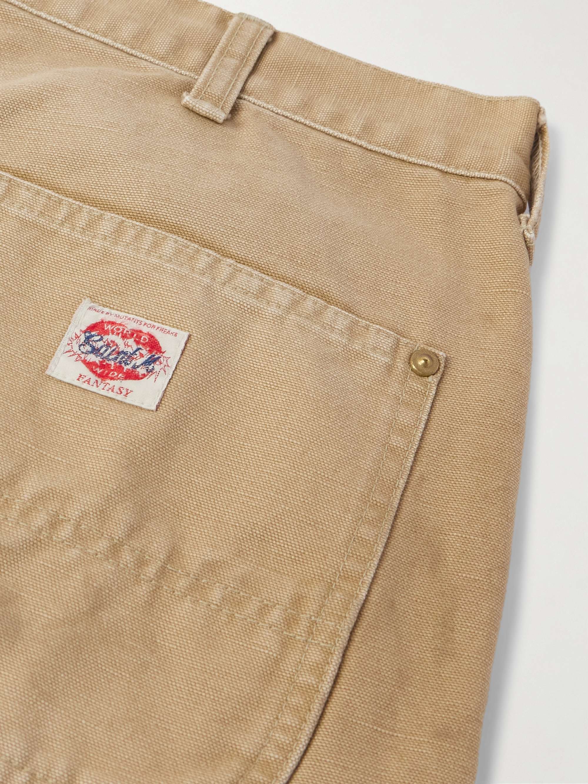 Bootcut Distressed Cotton-Canvas Trousers view