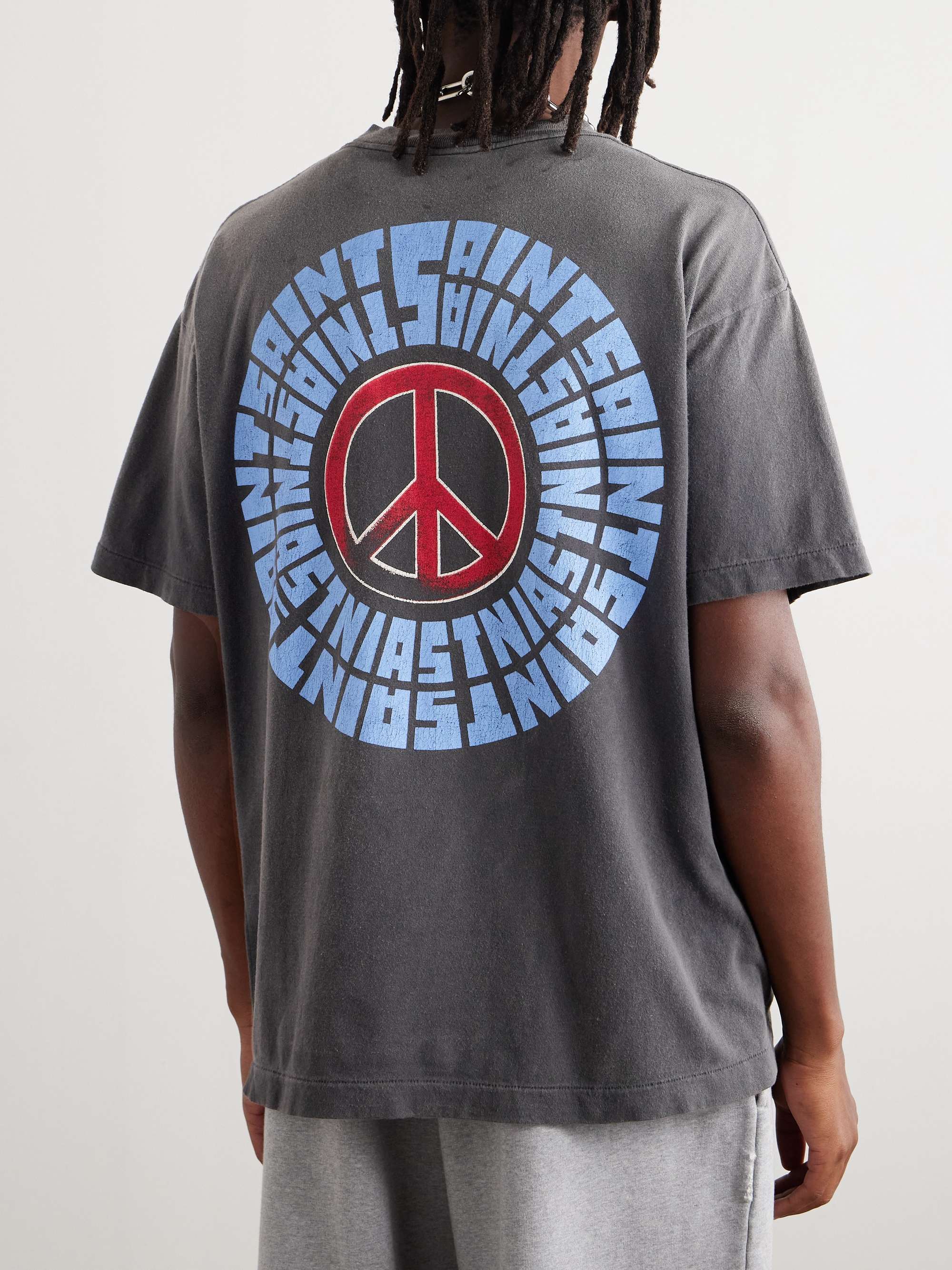 Ideological Abnormality Distressed Printed Cotton-Jersey T-Shirt view