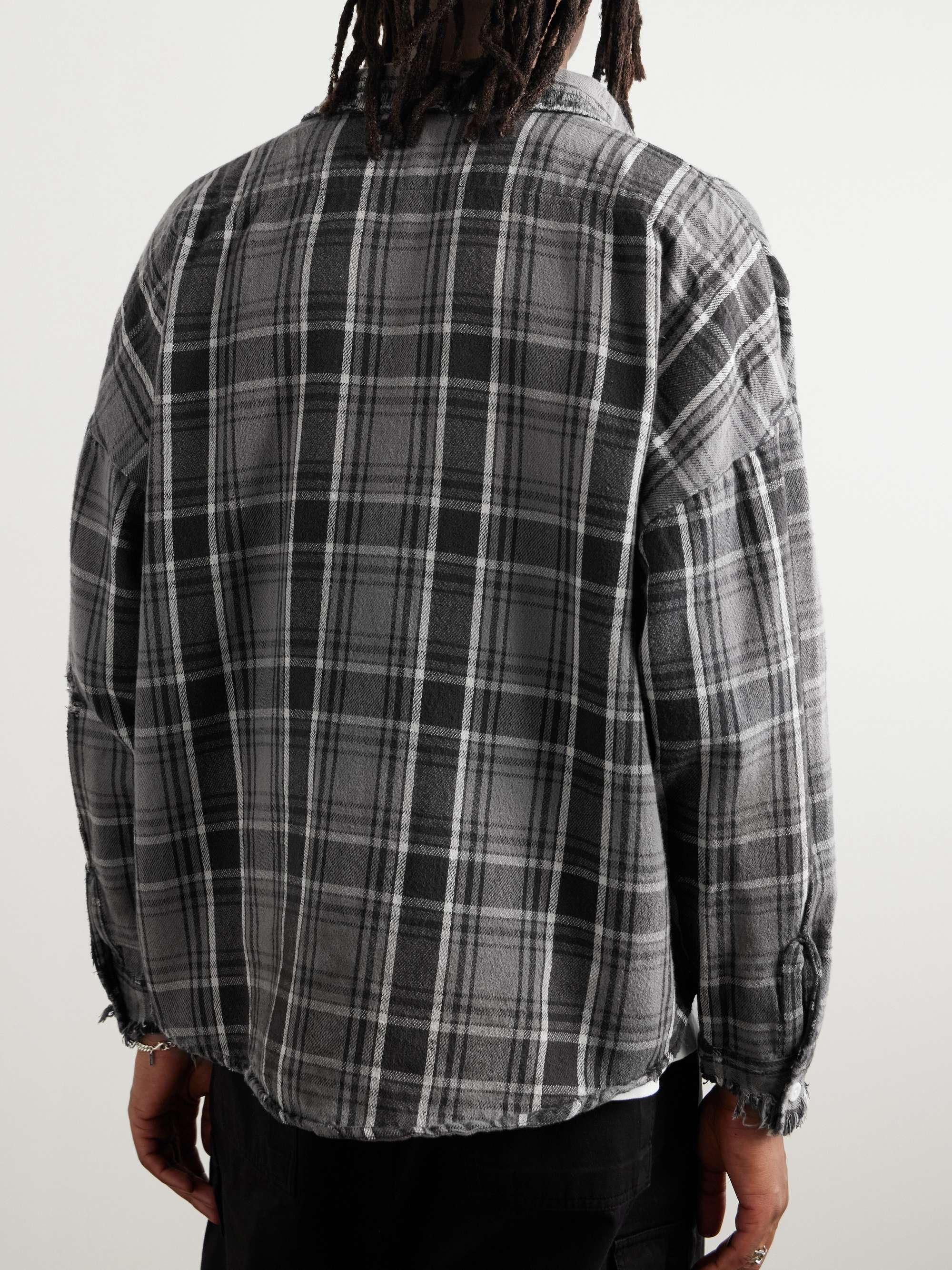 Distressed Checked Cotton-Flannel Shirt view