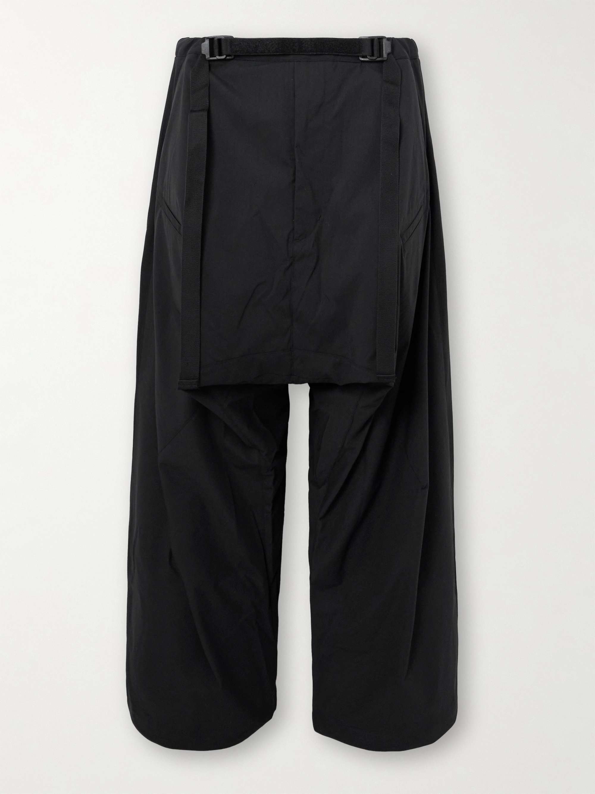 P30BL Wide-Leg Belted Layered Encapsulated Nylon Cargo Trousers view