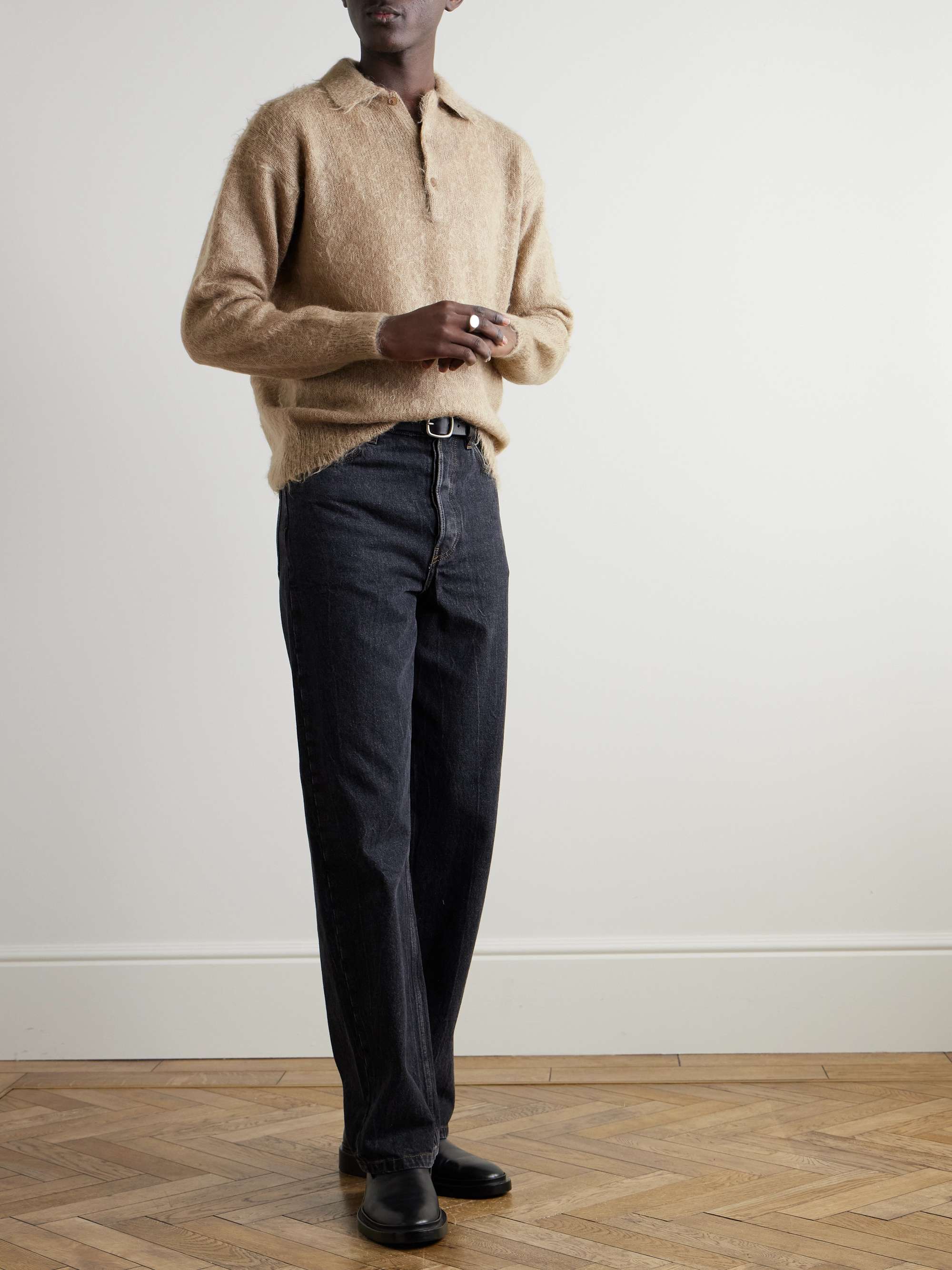 Mohair and Wool-Blend Polo Shirt view