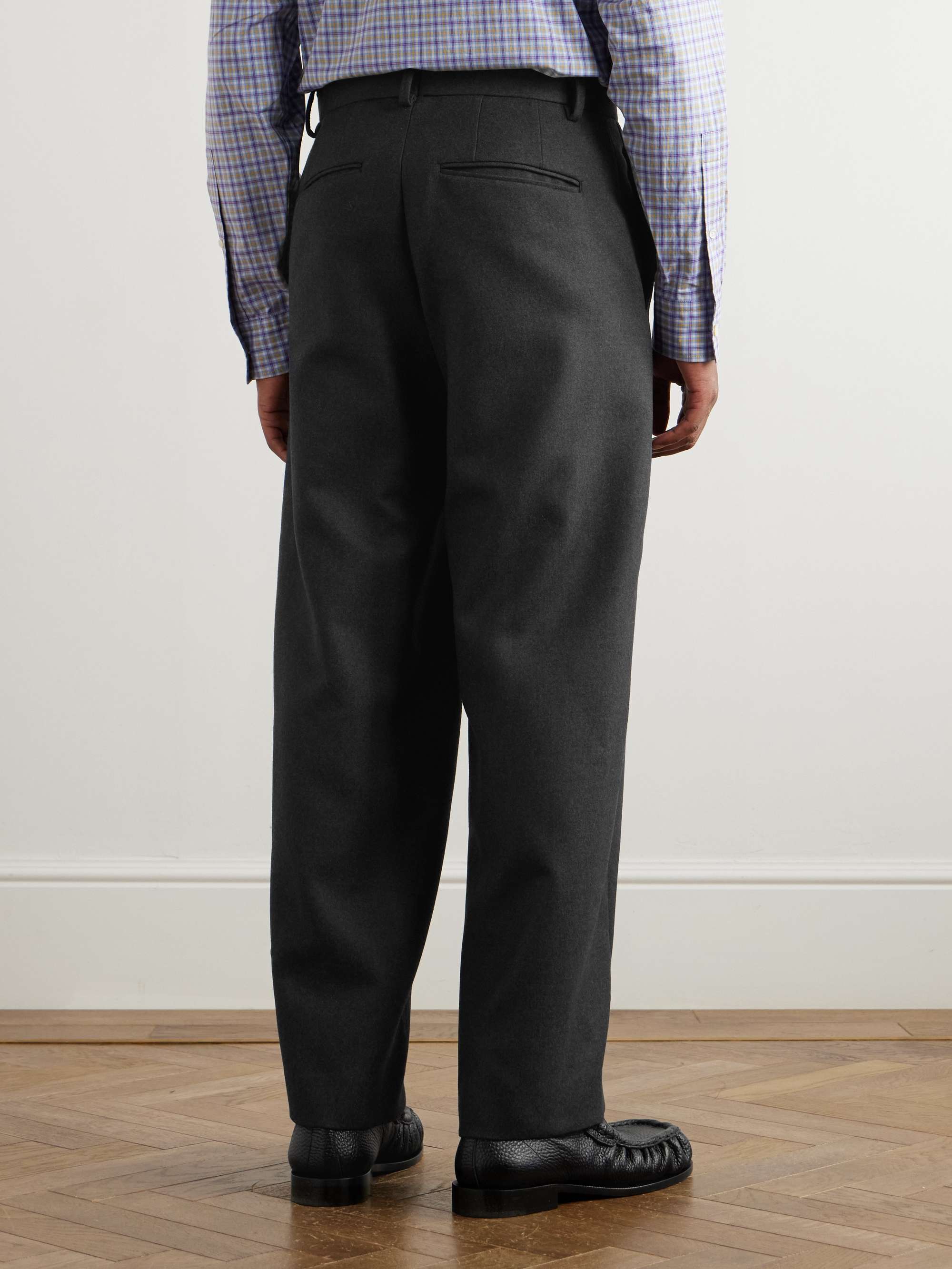 Straight-Leg Melton Super 130s Wool-Twill Suit Trousers view