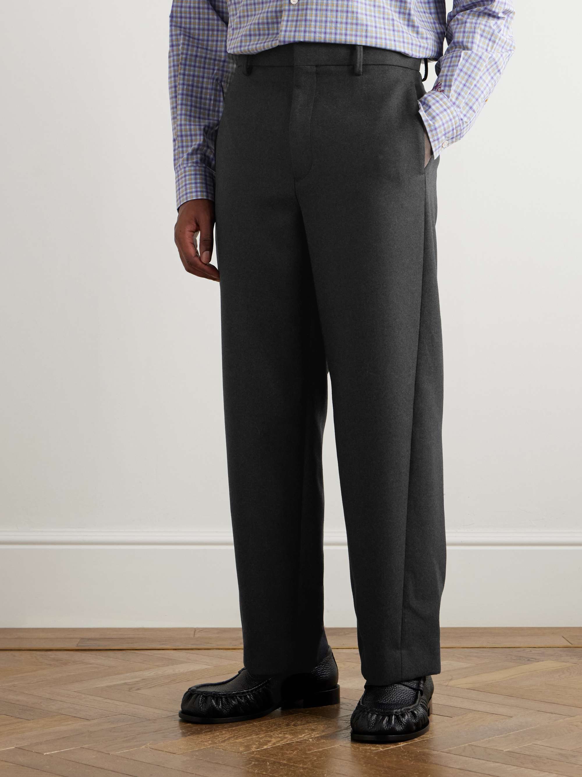 Straight-Leg Melton Super 130s Wool-Twill Suit Trousers view