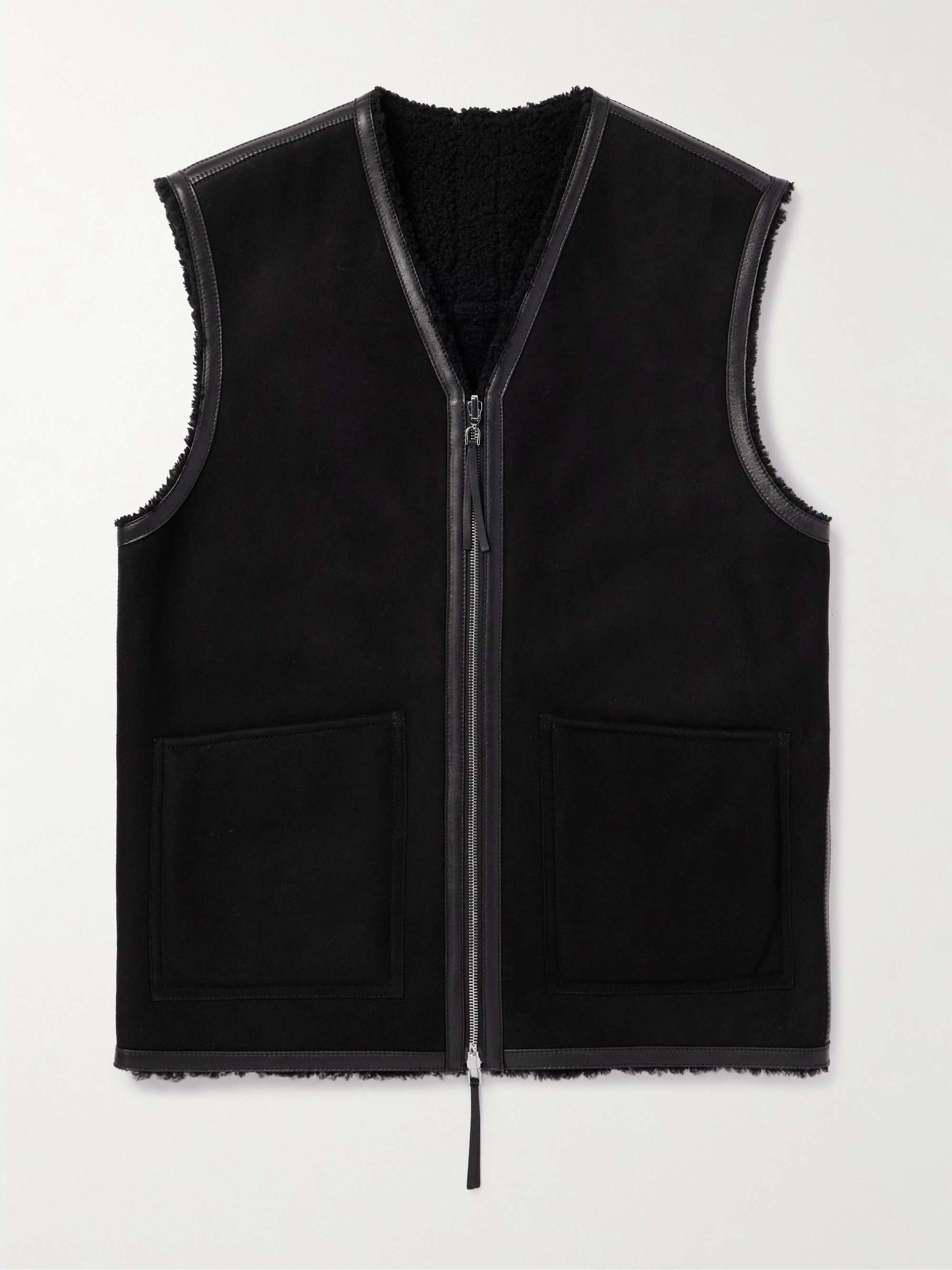 Snowdon Leather-Trimmed Shearling Gilet view