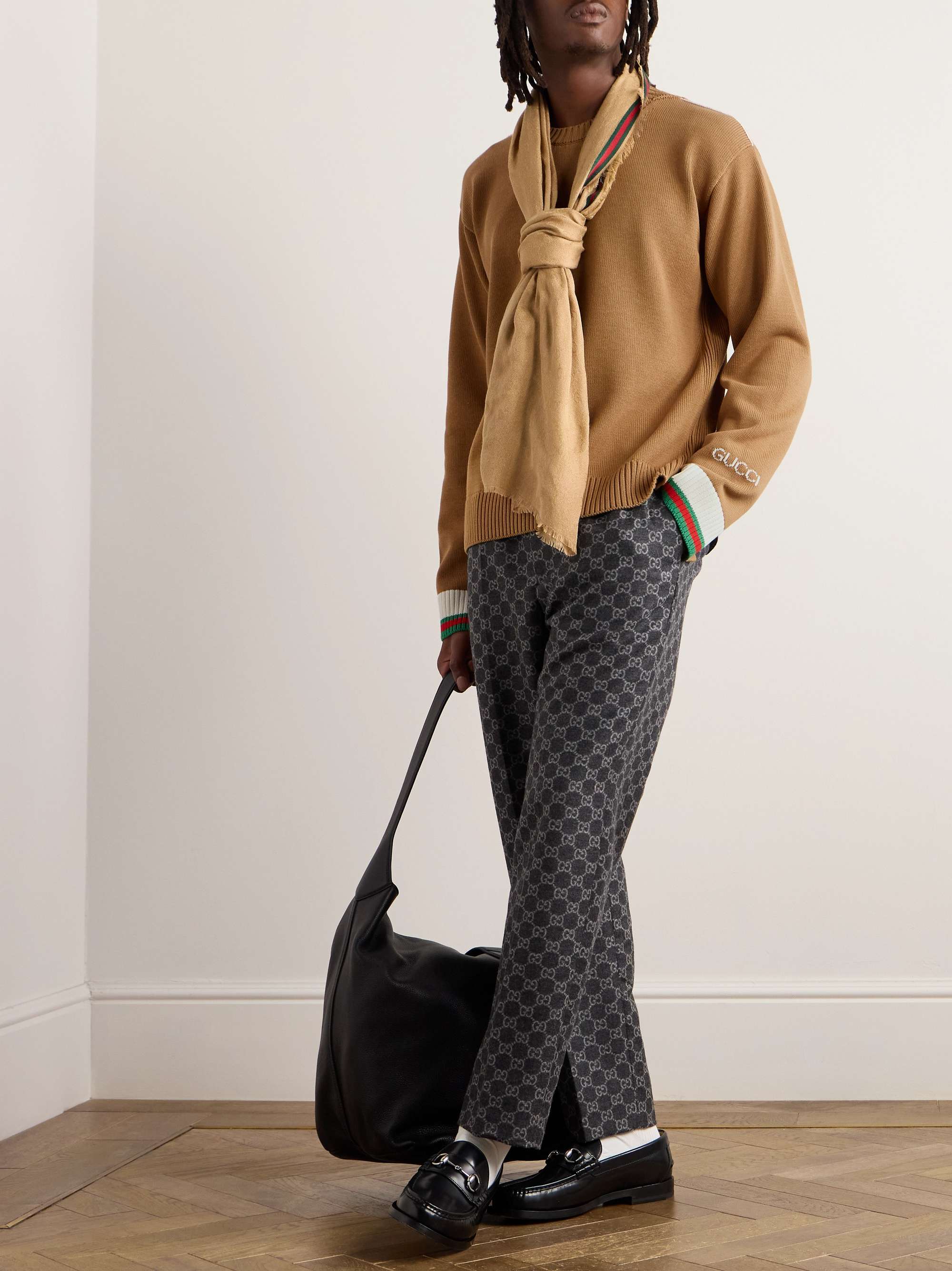 Logo-Intarsia Striped Cotton Sweater view