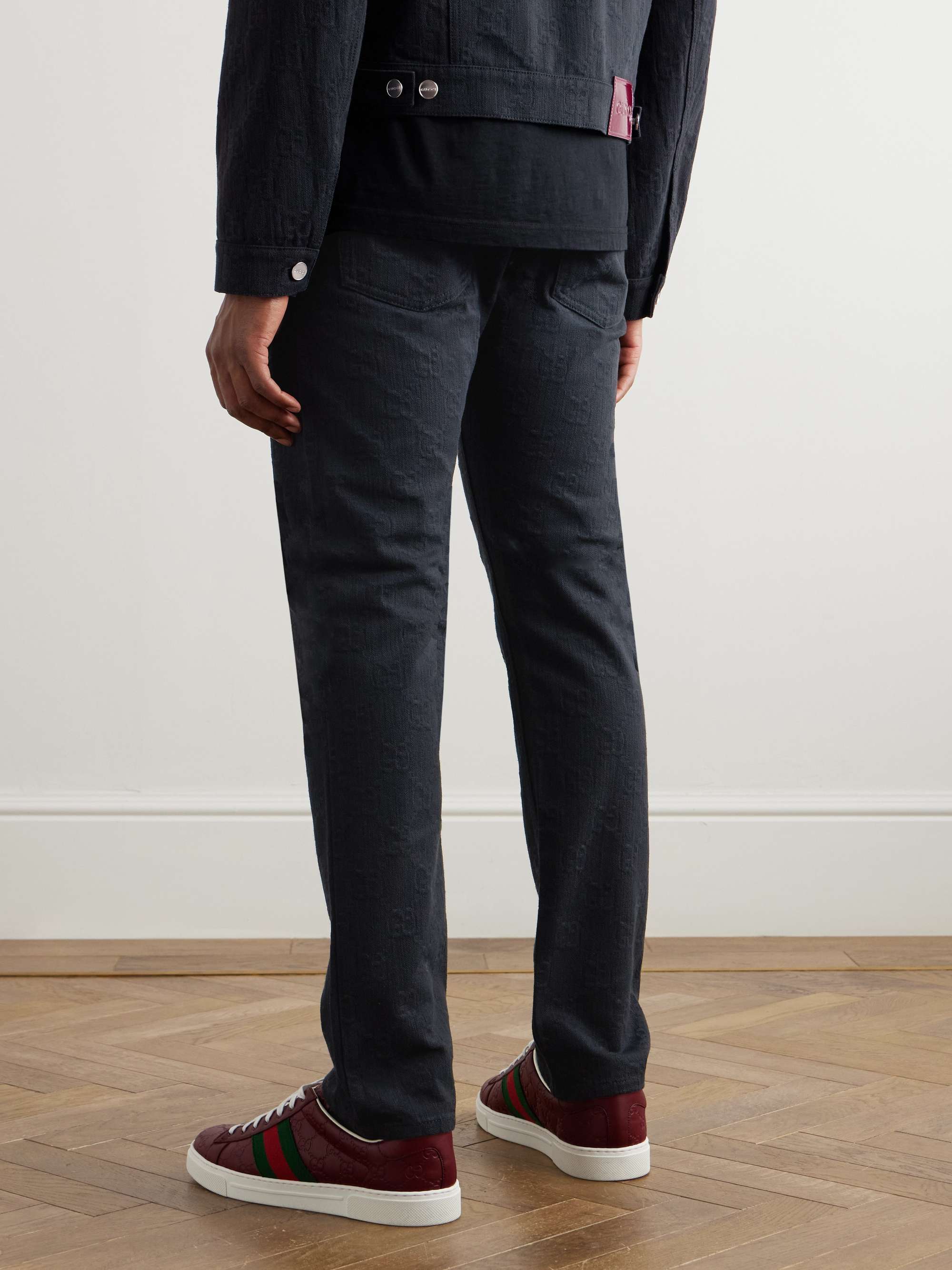 Slim-Fit Logo-Jacquard Jeans view