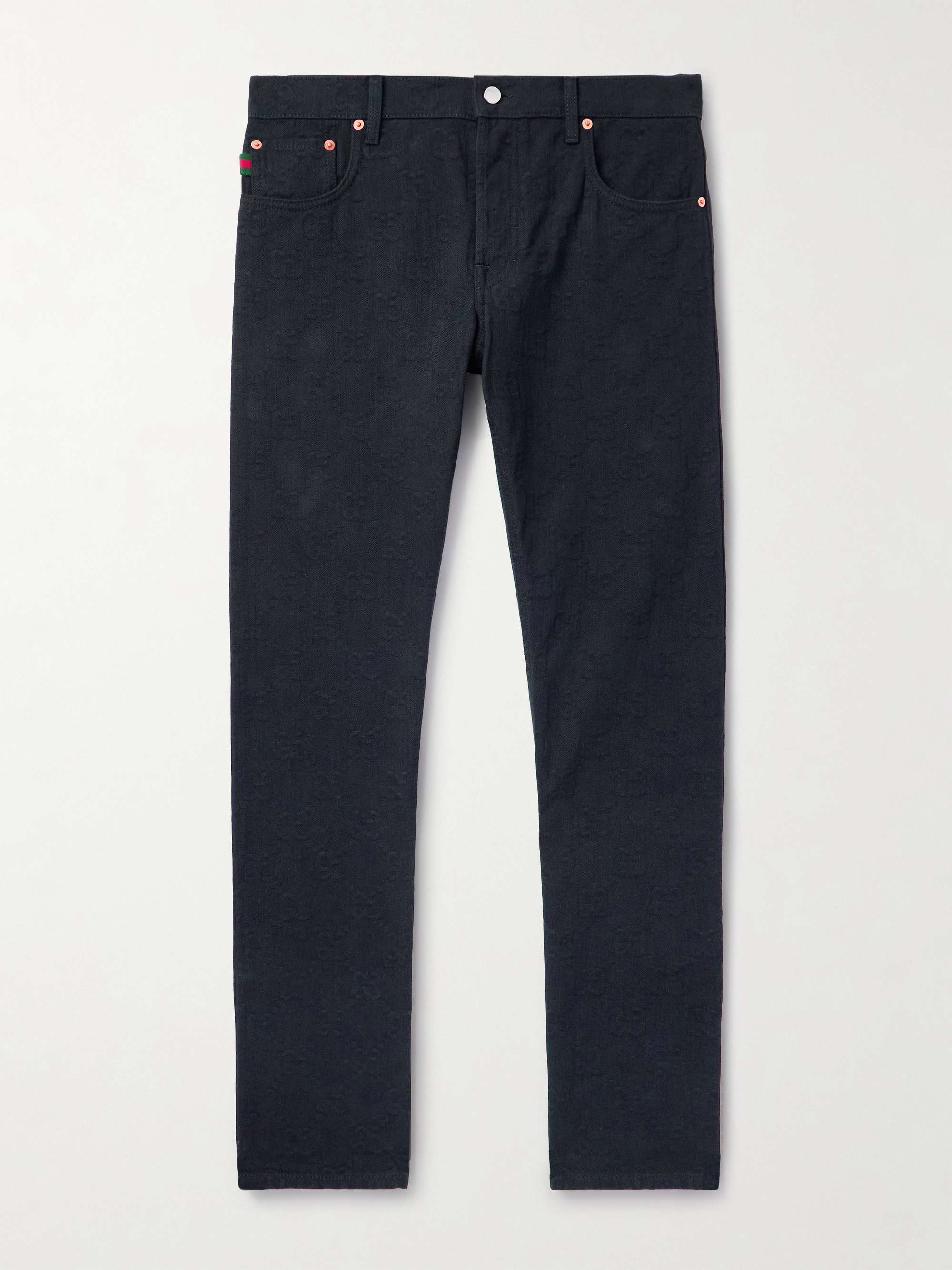 Slim-Fit Logo-Jacquard Jeans view