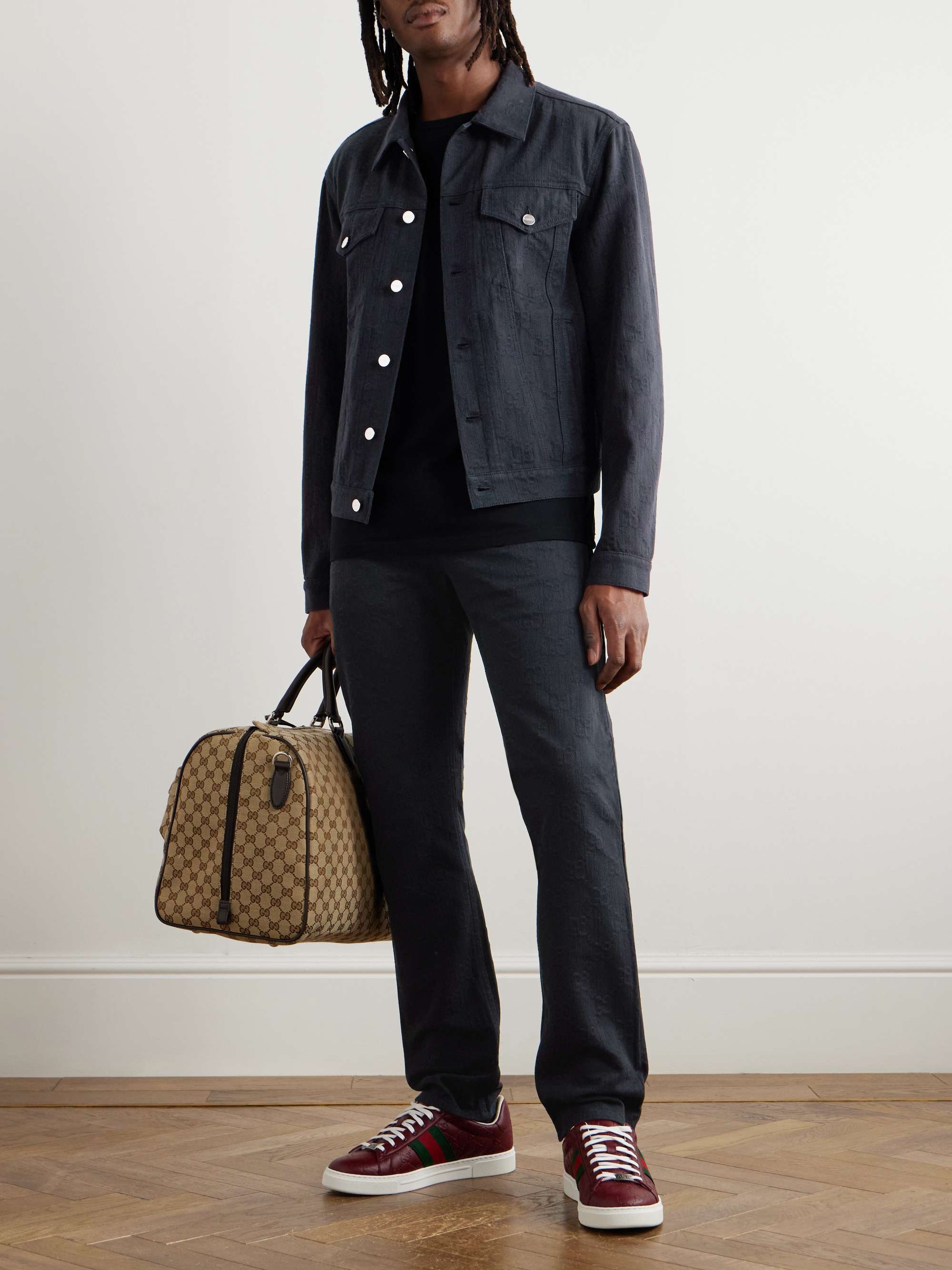 Slim-Fit Logo-Jacquard Jeans view