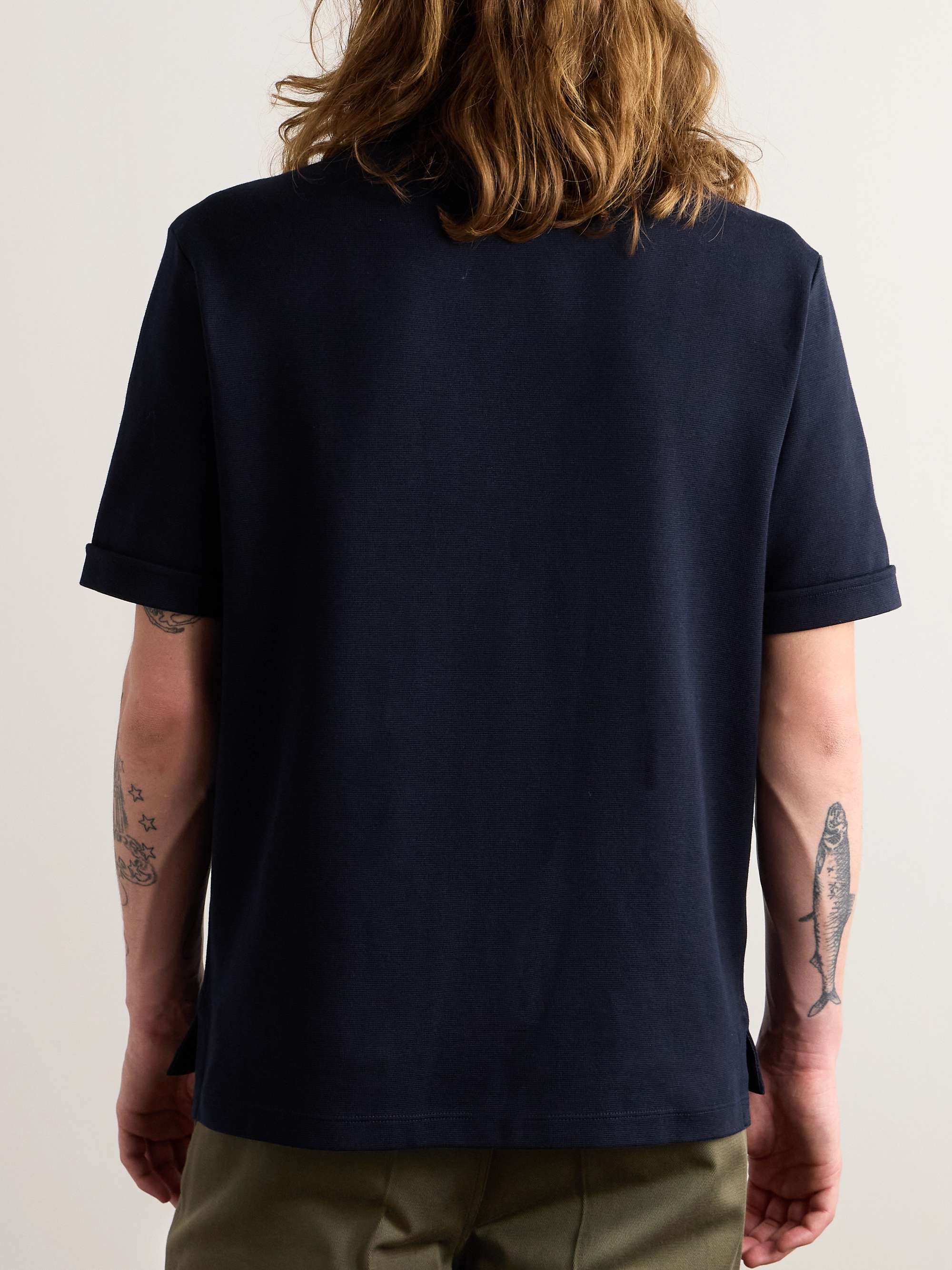 Logo-Embroidered Striped Cotton-Piqué Shirt view