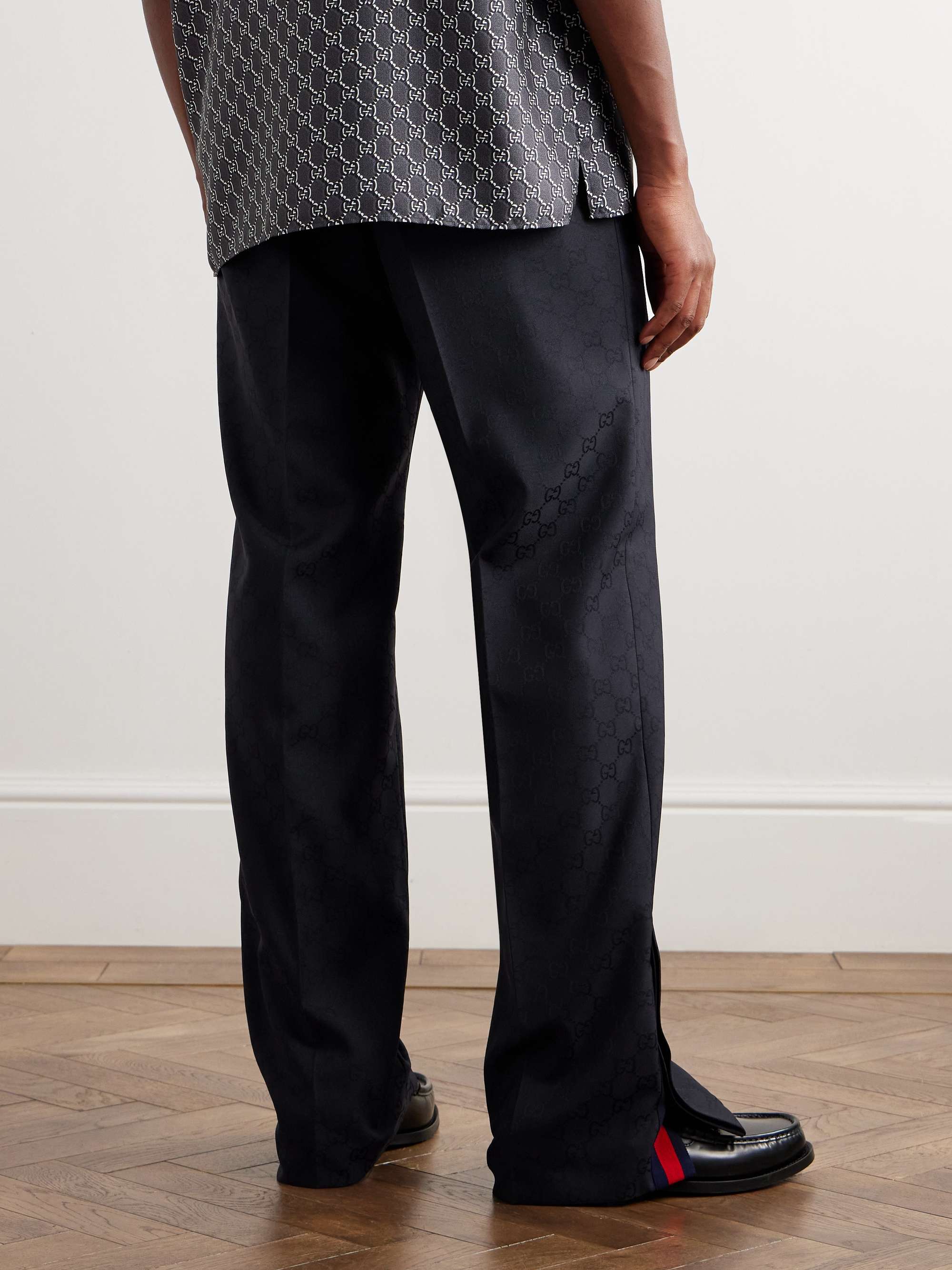 Straight-Leg Logo-Jacquard Trousers view