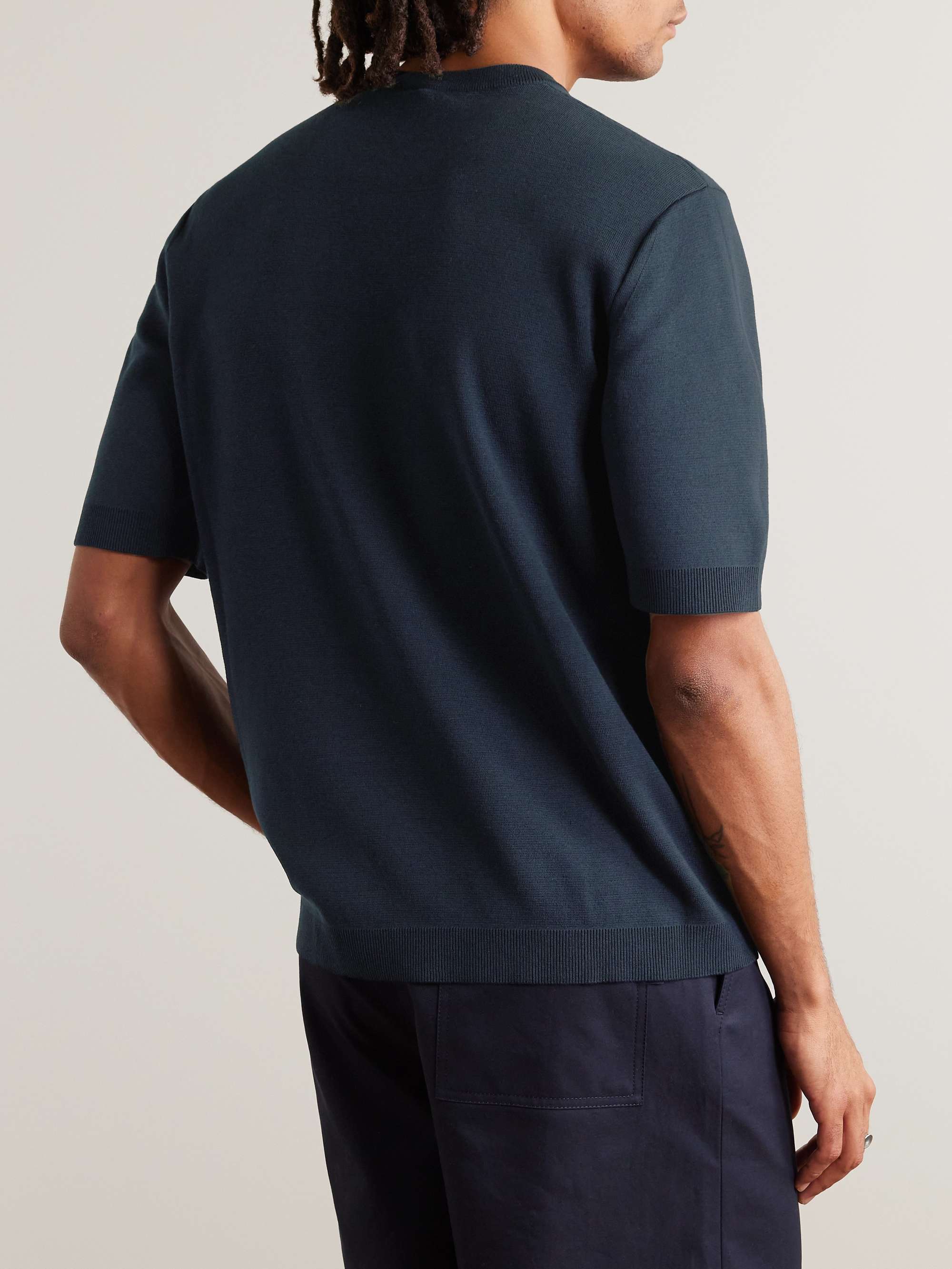 Logo-Intarsia Silk and Cotton-Blend T-Shirt view