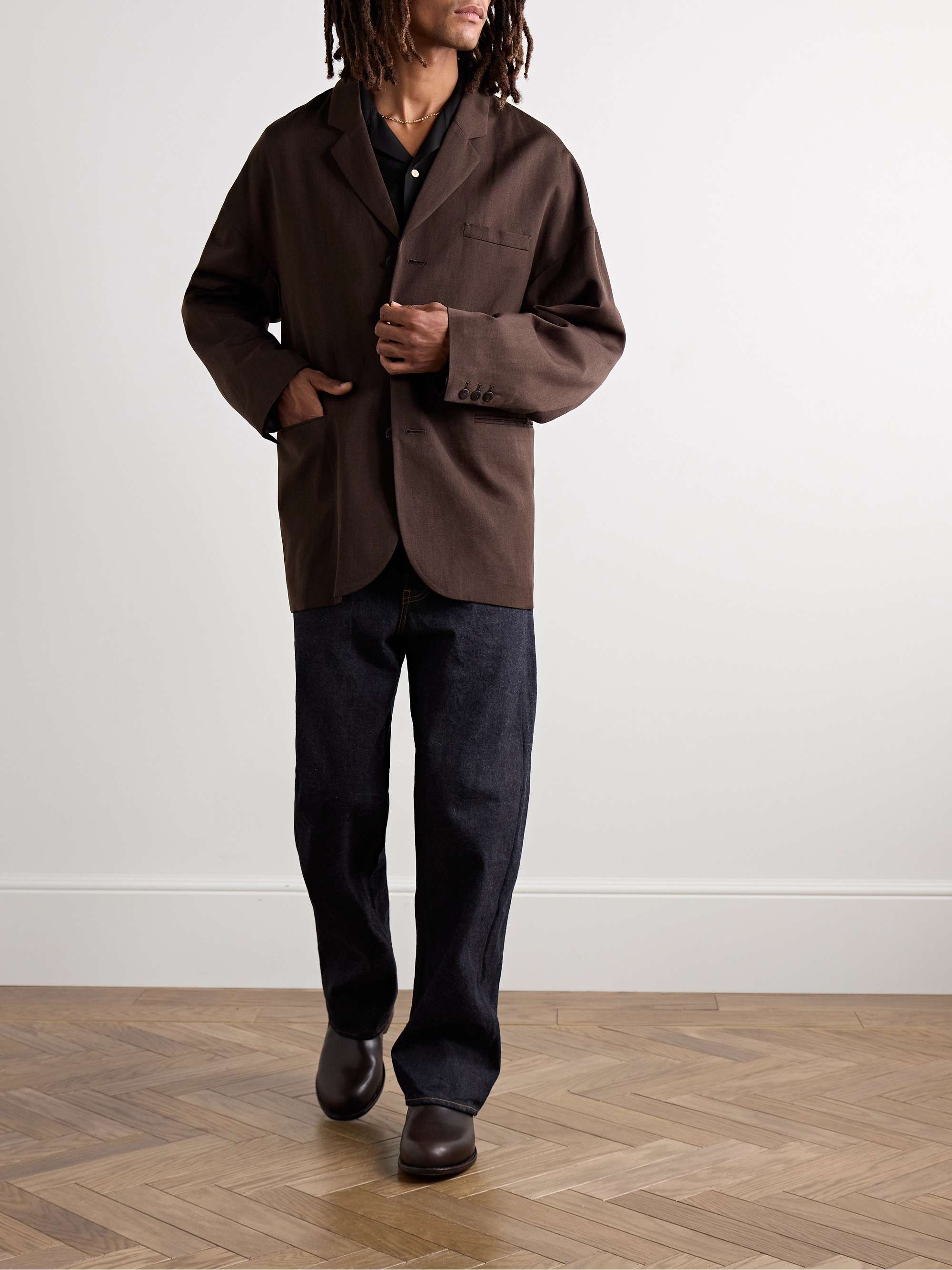Hammons Unstructured Wool and Linen-Blend Twill Blazer view