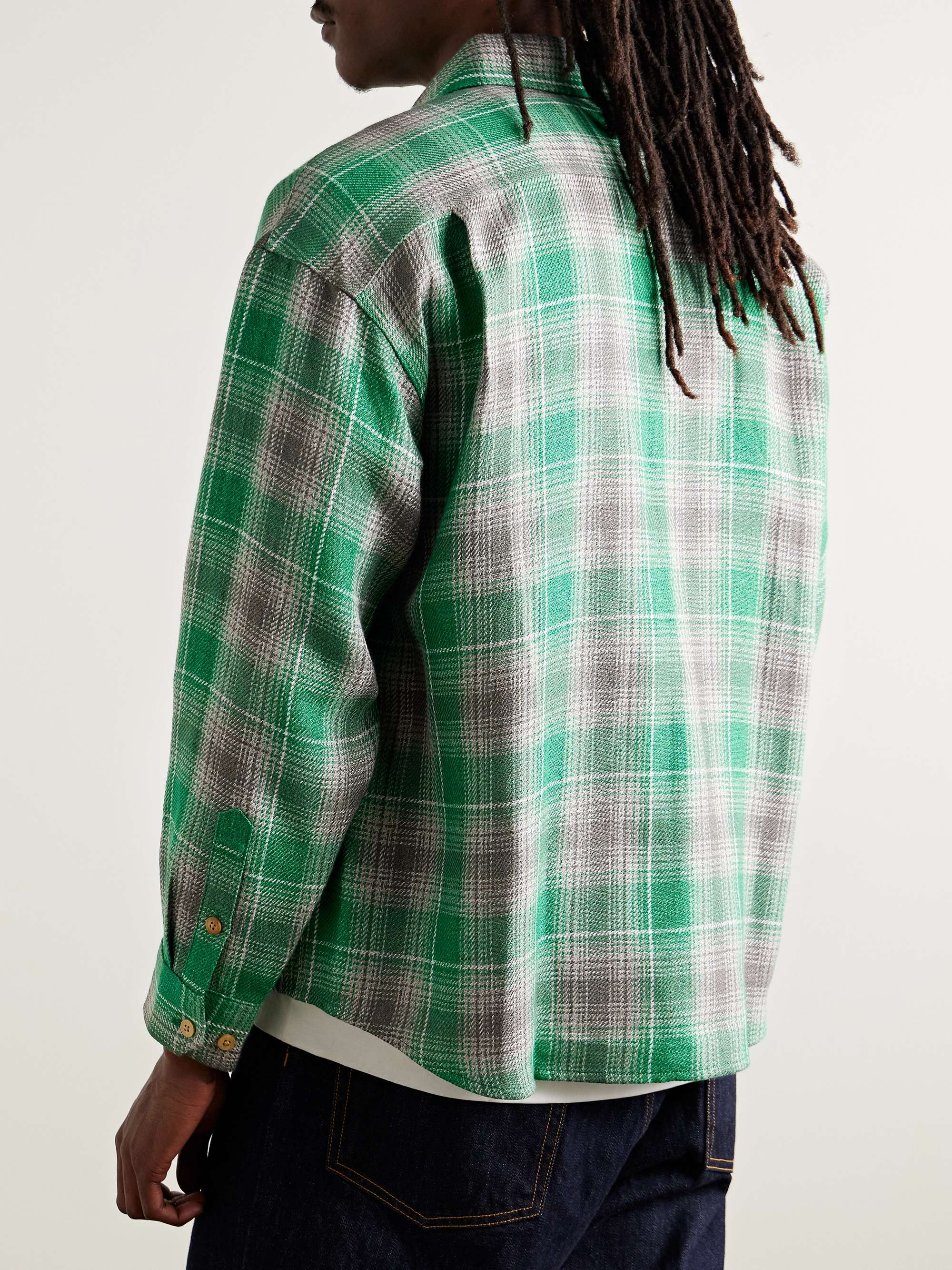 Checked Wool and Linen-Blend Flannel Shirt view