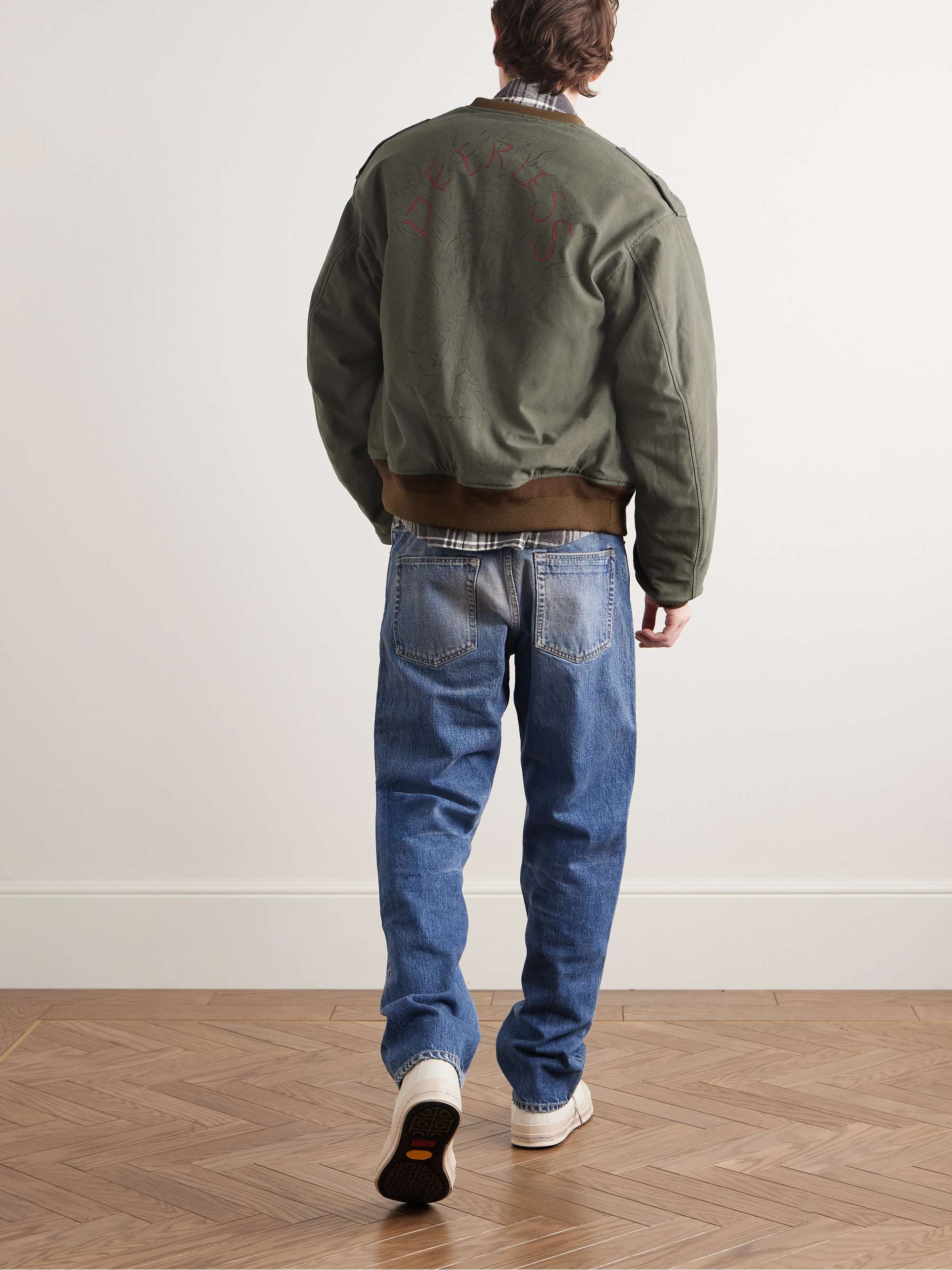 Reversible Printed Cotton-Blend and Twill Bomber Jacket view