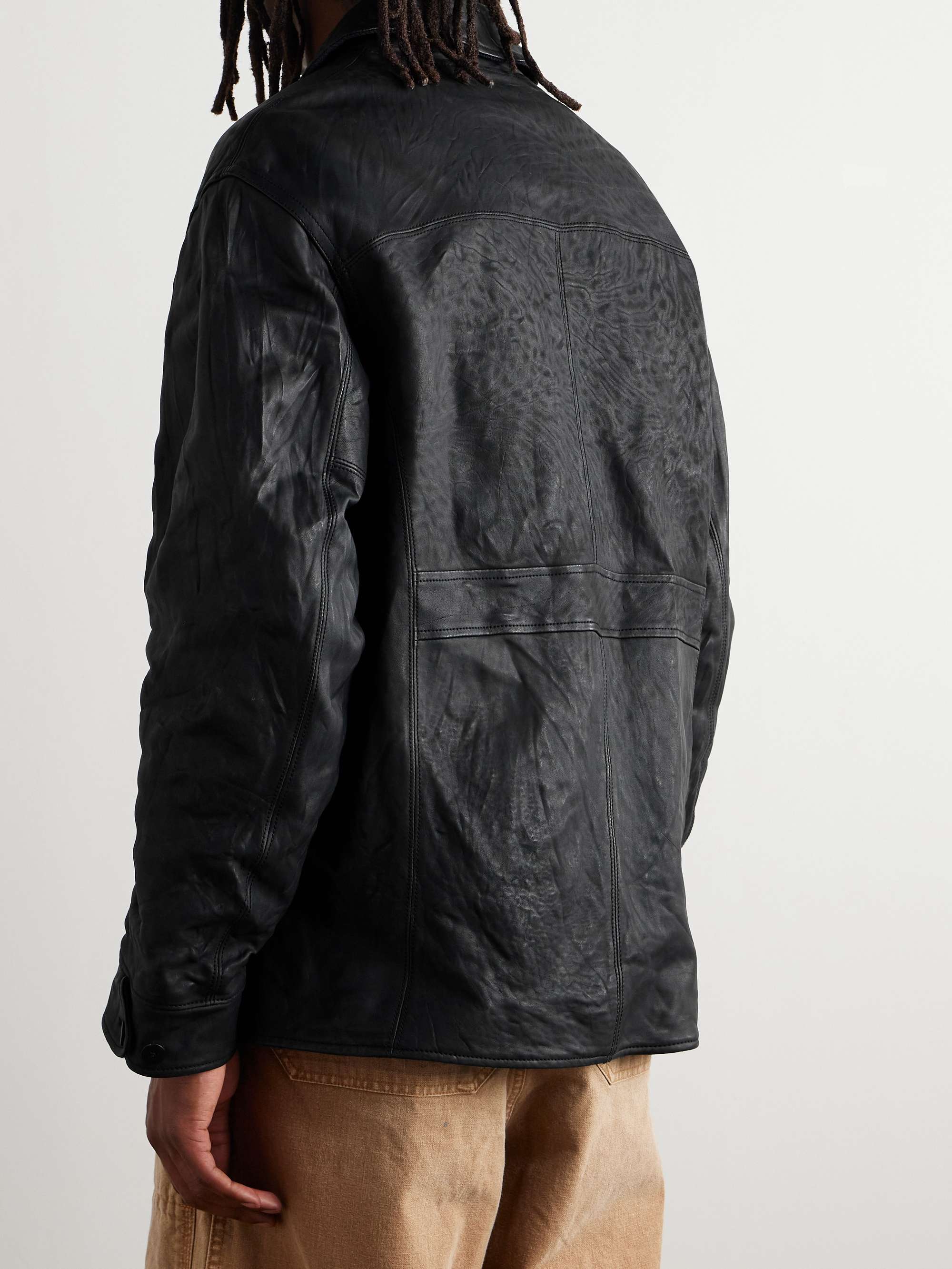 Crinkled-Leather Jacket view