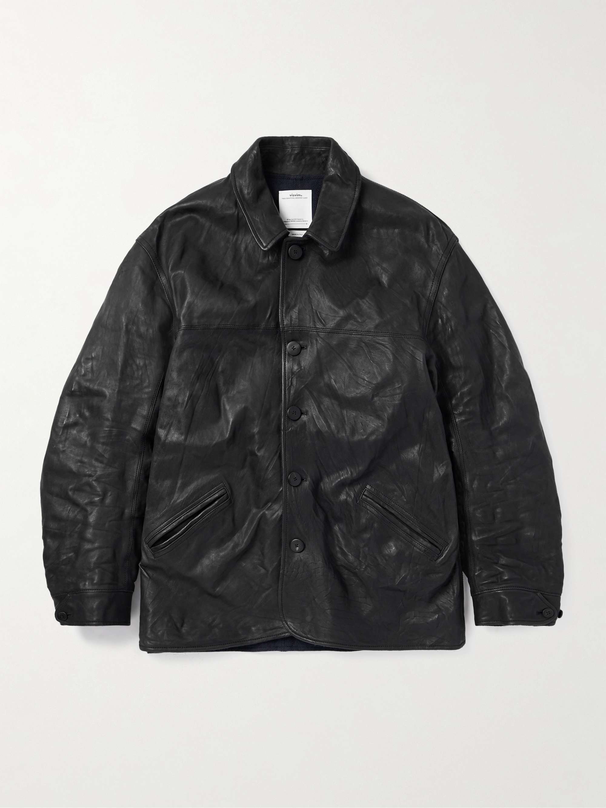 Crinkled-Leather Jacket view
