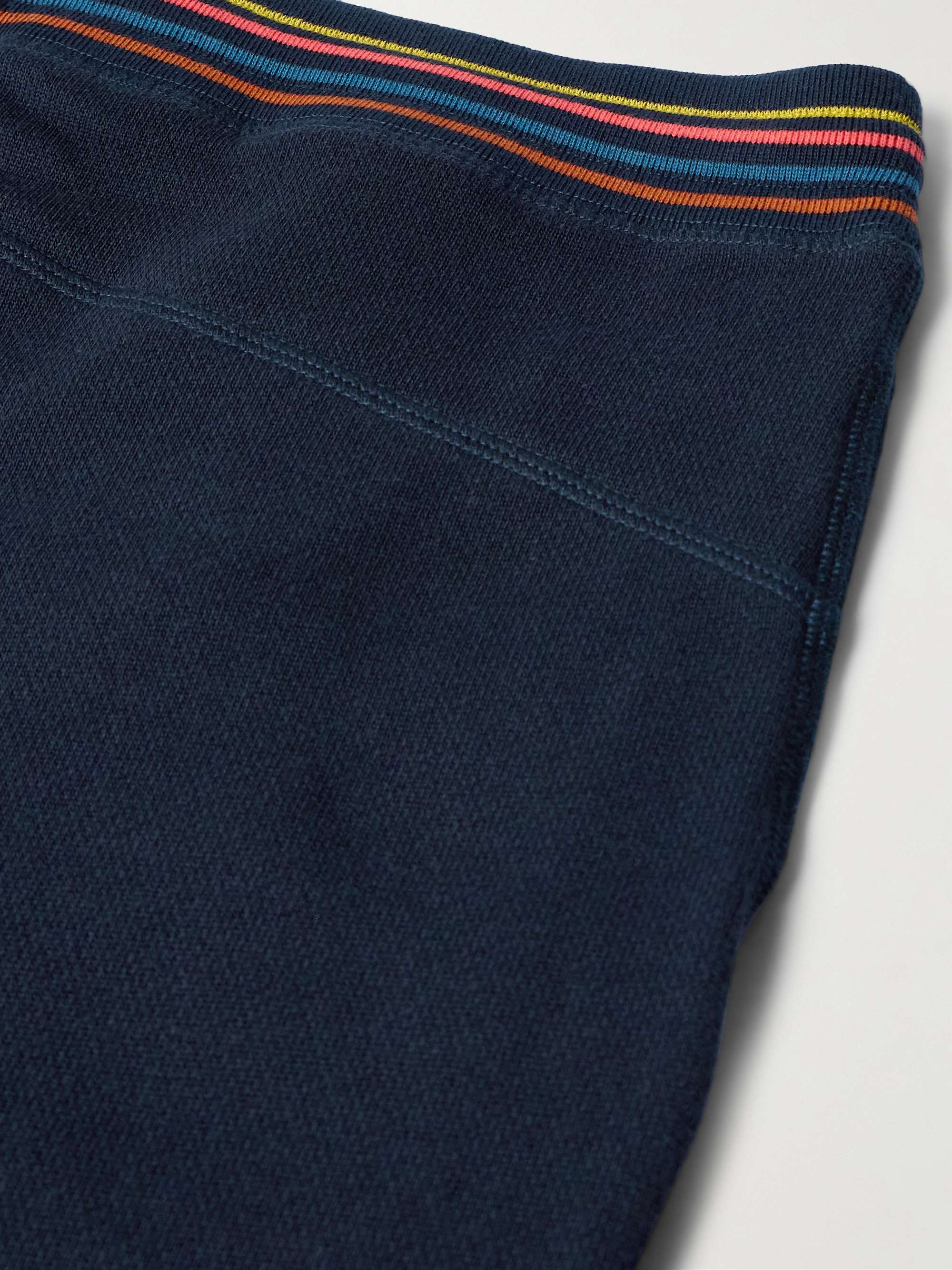 Logo-Appliquèd Striped Cotton-Jersey Shorts view