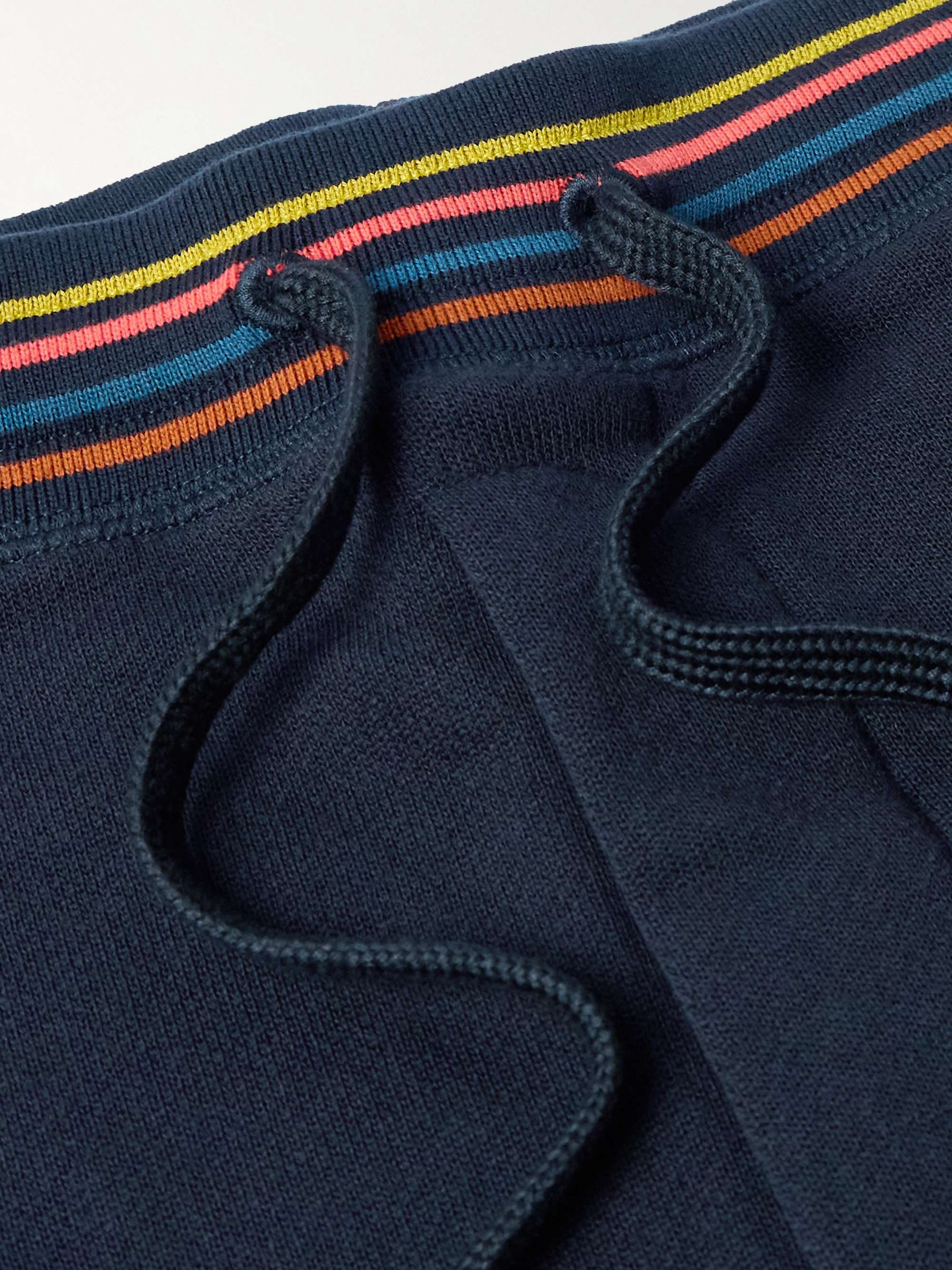 Logo-Appliquèd Striped Cotton-Jersey Shorts view