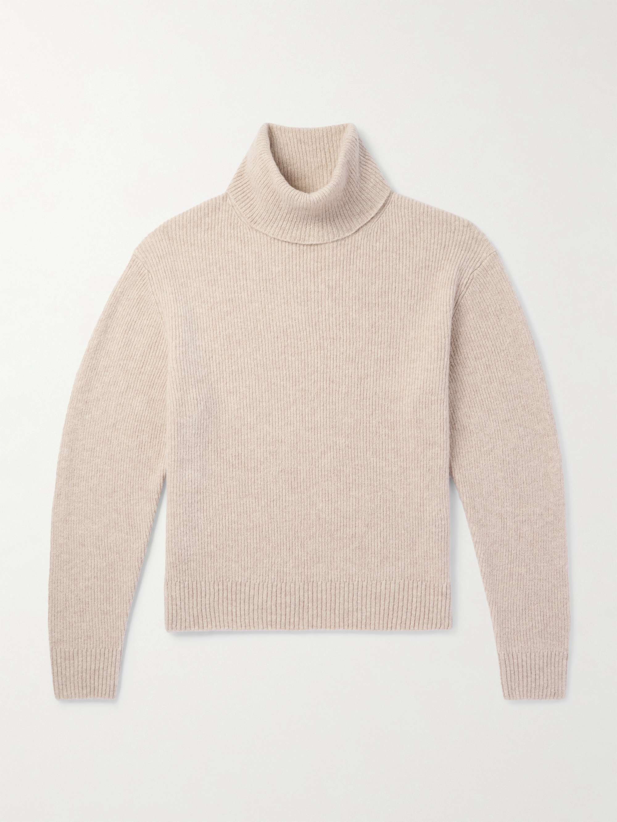 Ribbed Brushed Cashmere and Silk-Blend Rollneck Sweater view