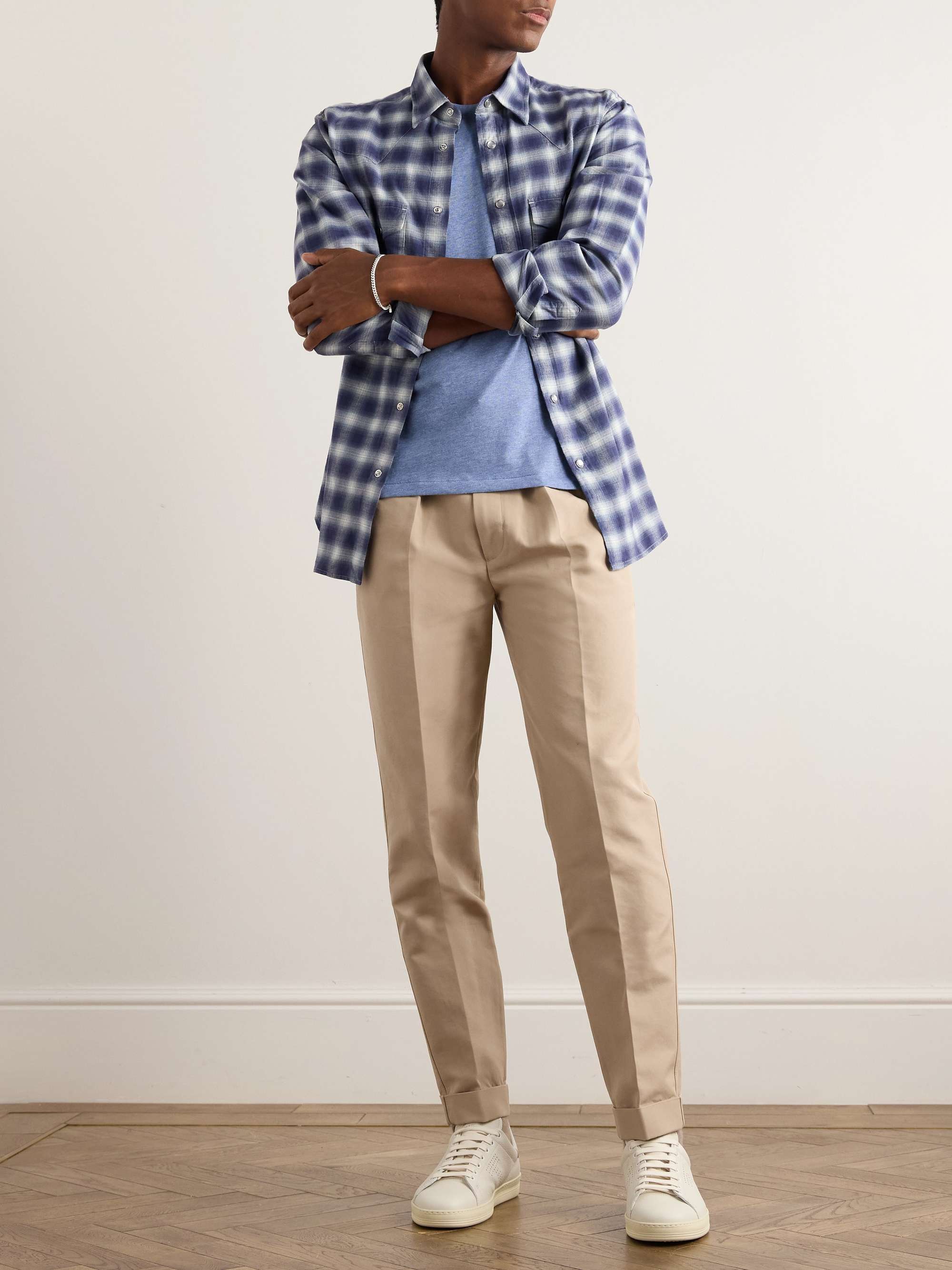 Pleated Cotton-Twill Trousers view